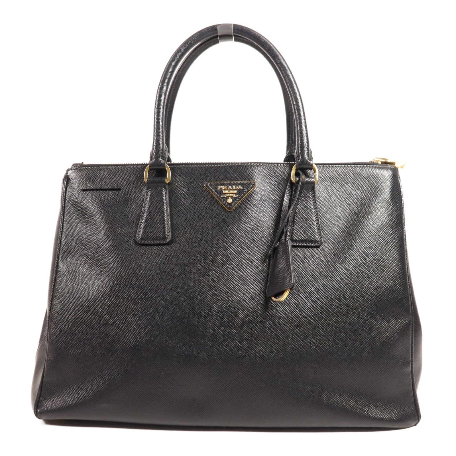 Prada GHW Double Zip Handbag - Black, Calfskin Leather