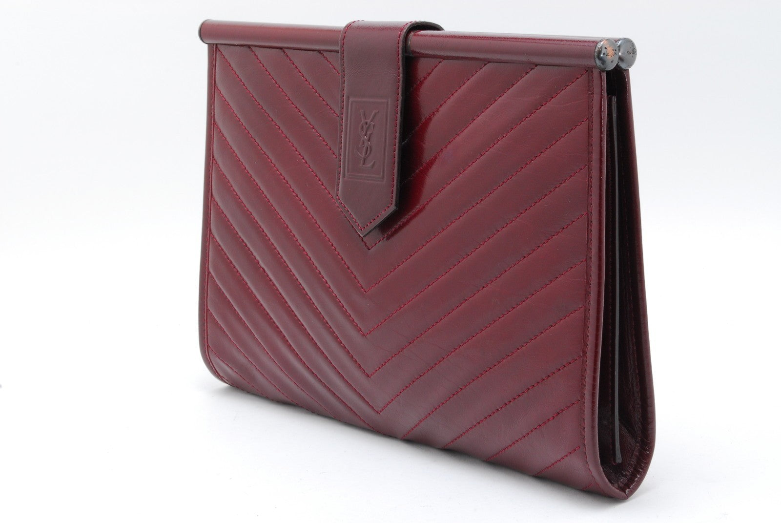 Saint Laurent Yves Clutch Bag - Red Bordeaux, Leather