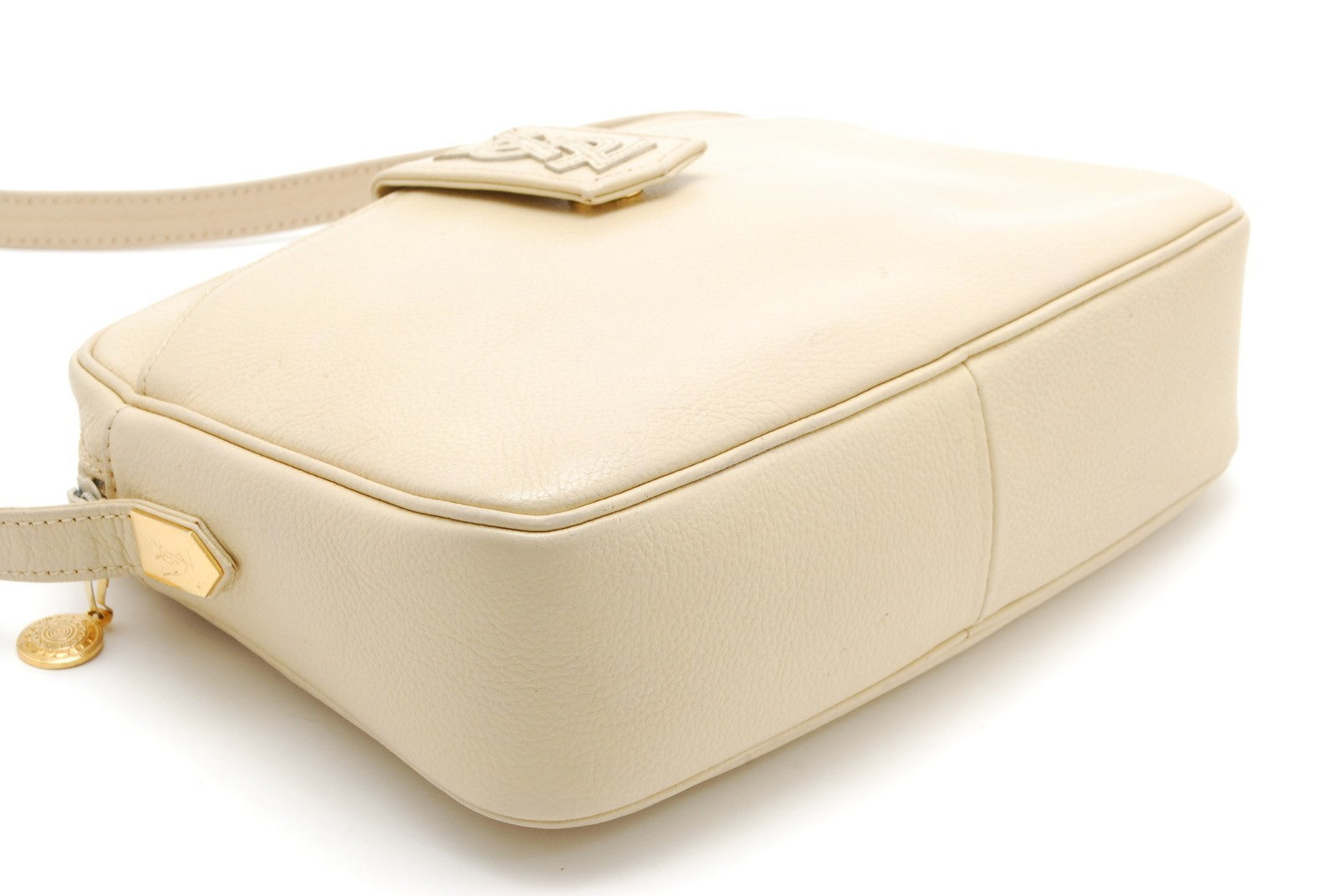 Saint Laurent Yves Shoulder Tote Stitch Bag - Ivory, Leather