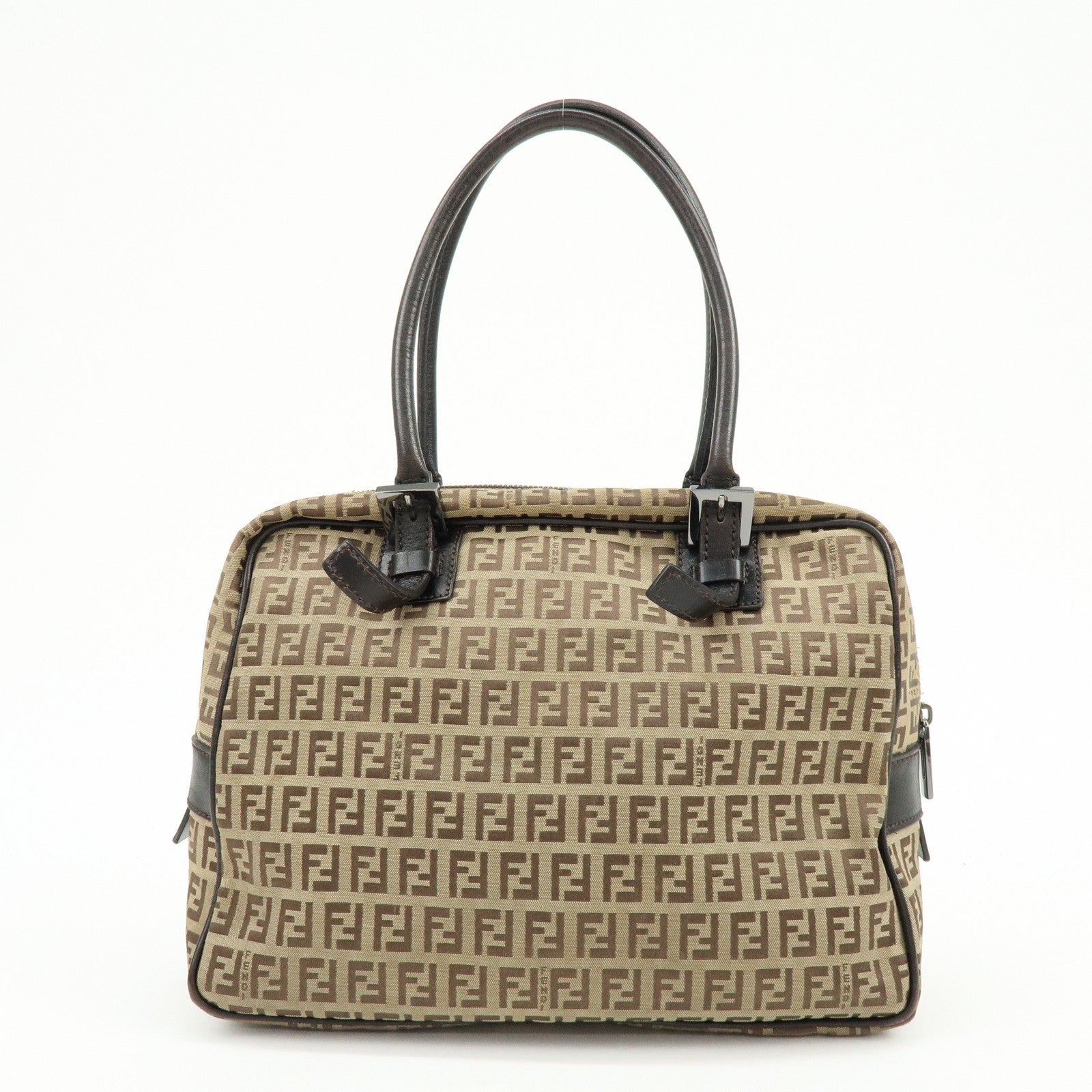 Fendi Zucchino Boston Shoulder Bag - Beige, Canvas Leather