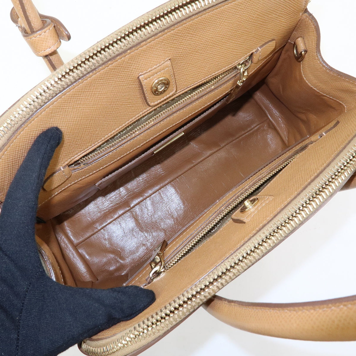 Prada2way Hand Bag - Camel, Saffiano Leather