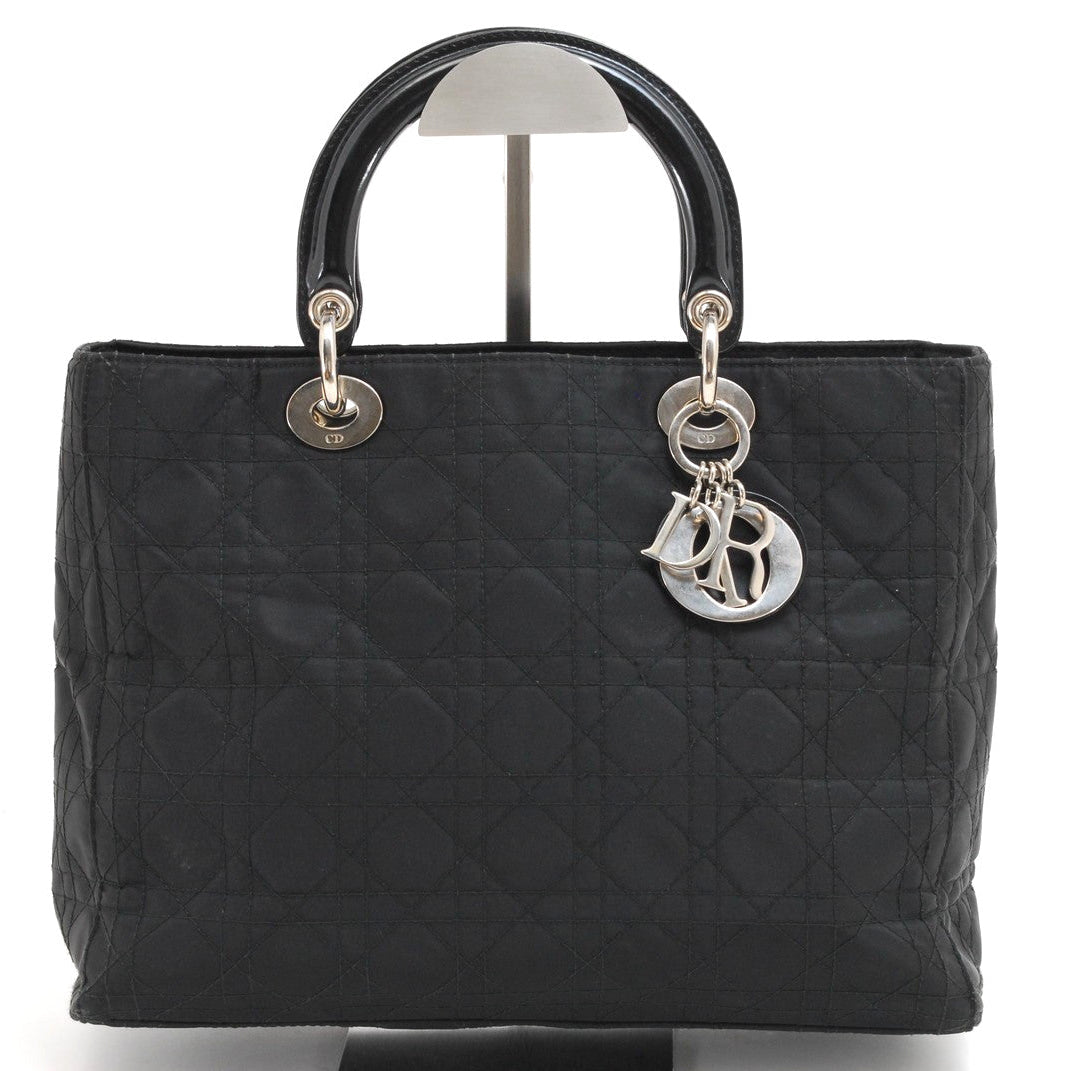 Christian Dior Lady Dior Tote Hand Bag - Black, Nylon