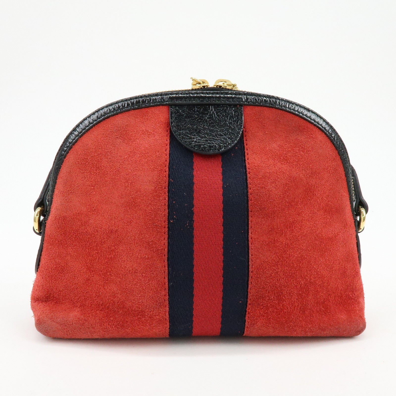 Gucci Suede Shoulder Crossbody Bag - Red Navy, Suede