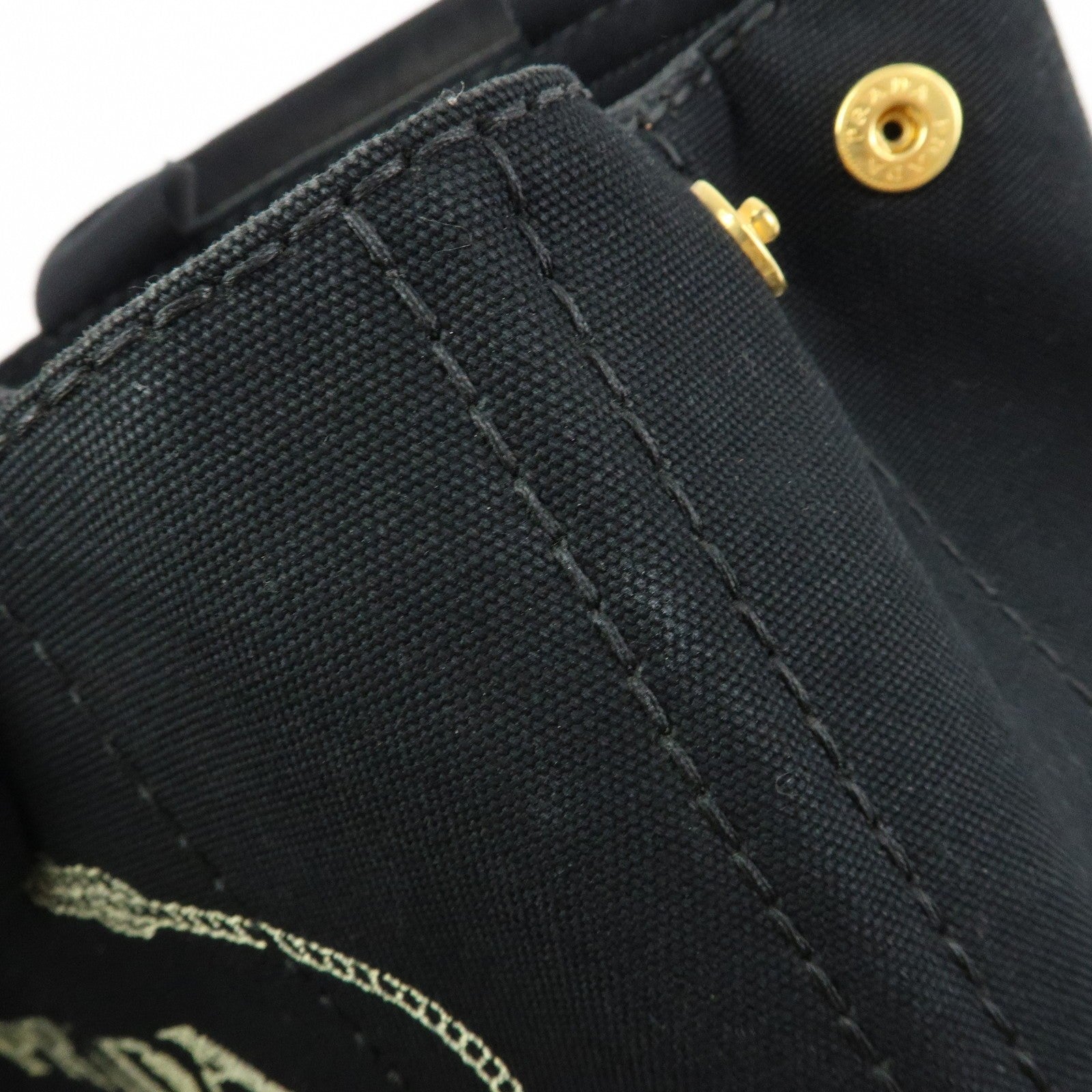 PRADA Canapa Triangle Logo Tote Bag - Black, Canvas