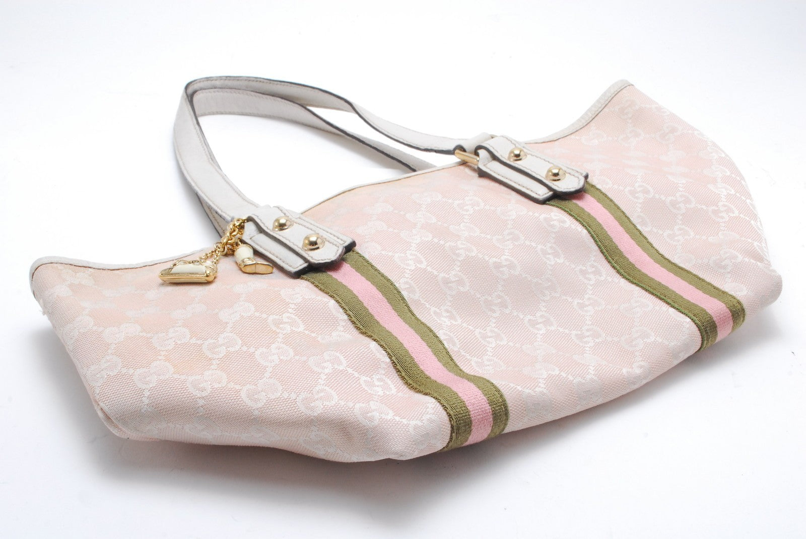 Gucci Sherry Line Hand Tote Shoulder Bag - Pink, Canvas