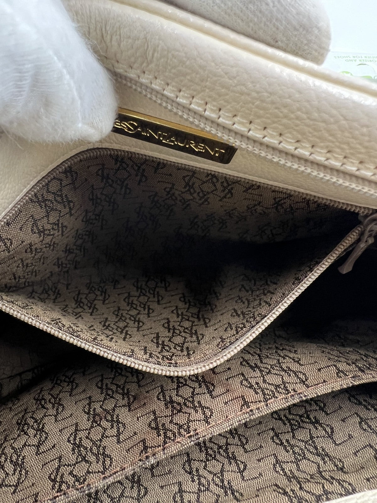 Saint Laurent Yves Shoulder Tote Stitch Bag - Ivory, Leather