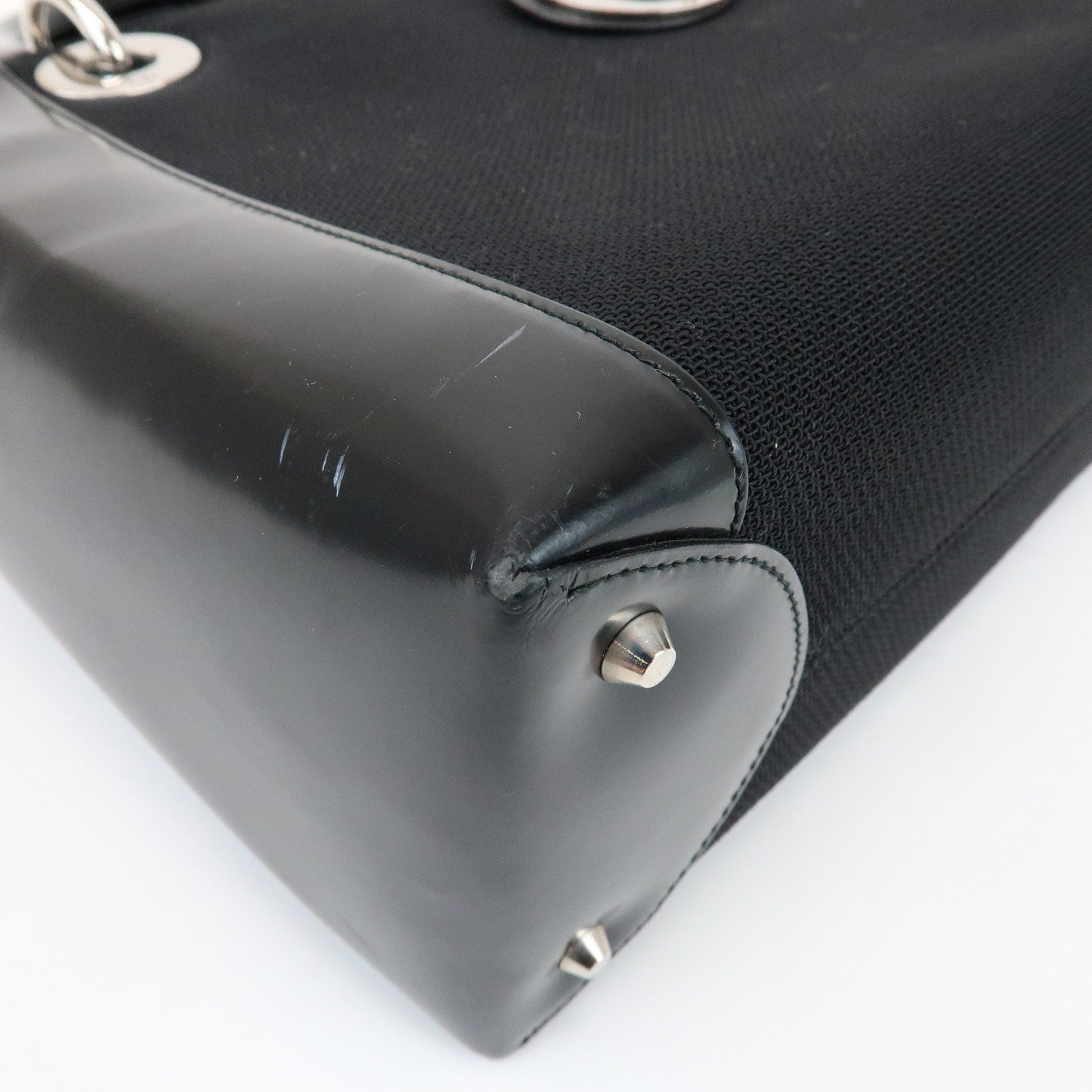 Christian Dior Lady Dior Hand Bag - Black, Canvas and Patent Leather