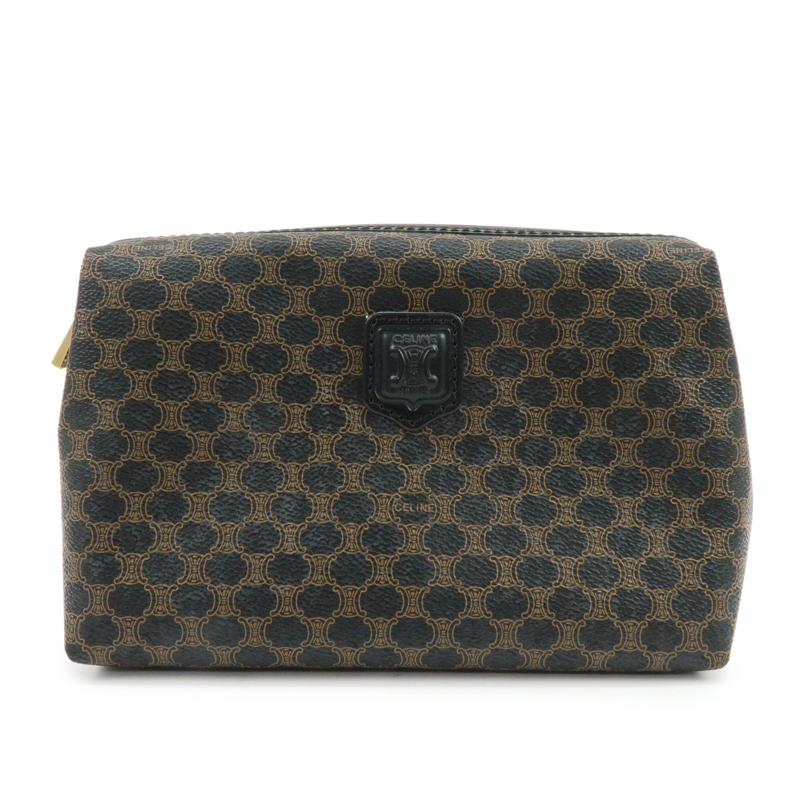Celine Pouch - Dark Brown, Black, Leather, PVC