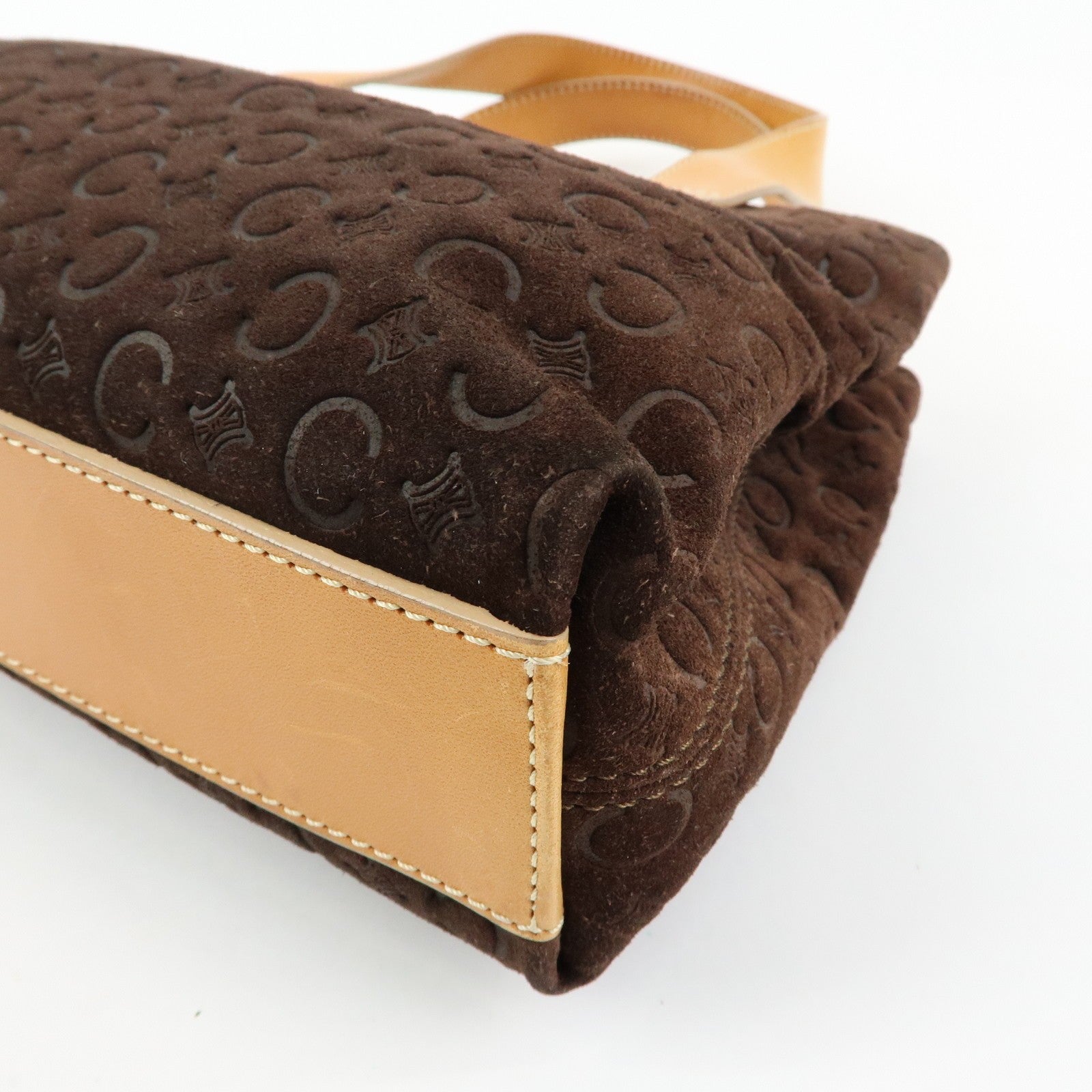 Celine C Macadam Hand Bag - Dark Brown, Suede Leather