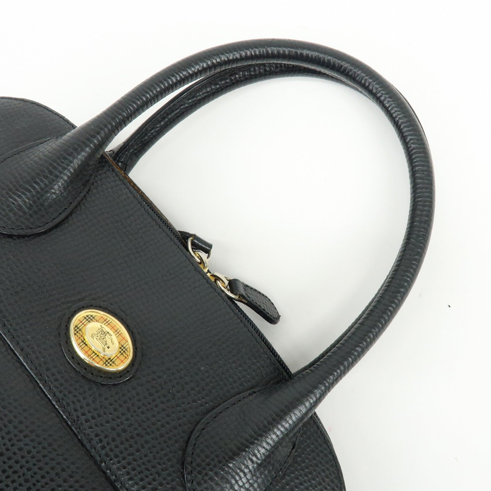Burberry Hand Bag Boston Bag - Black, Emboss Leather