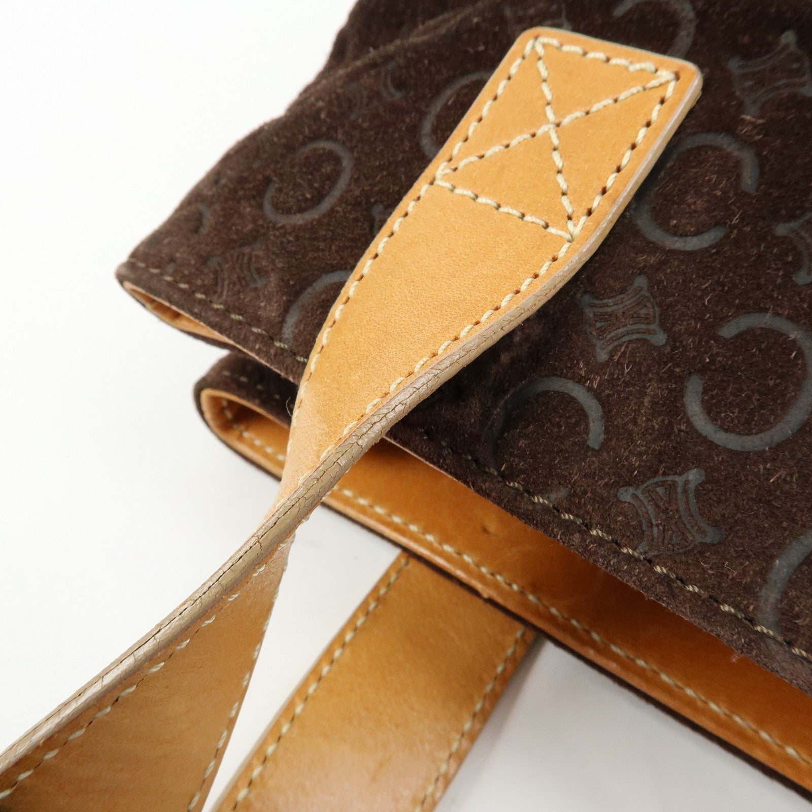Celine C Macadam Hand Bag - Dark Brown, Suede Leather