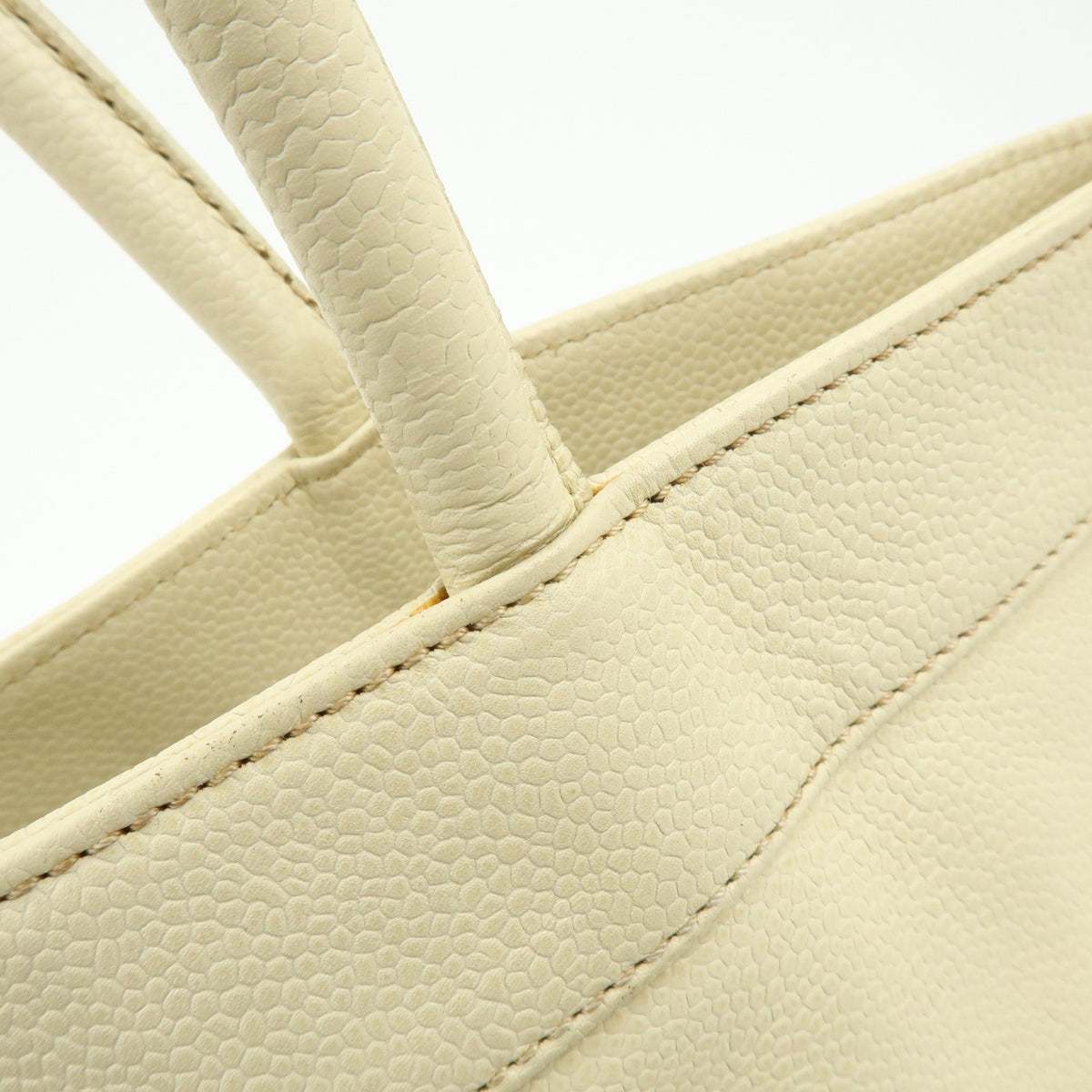 Chanel Coco Mark Caviarskin Tote Bag - Ivory, Leather