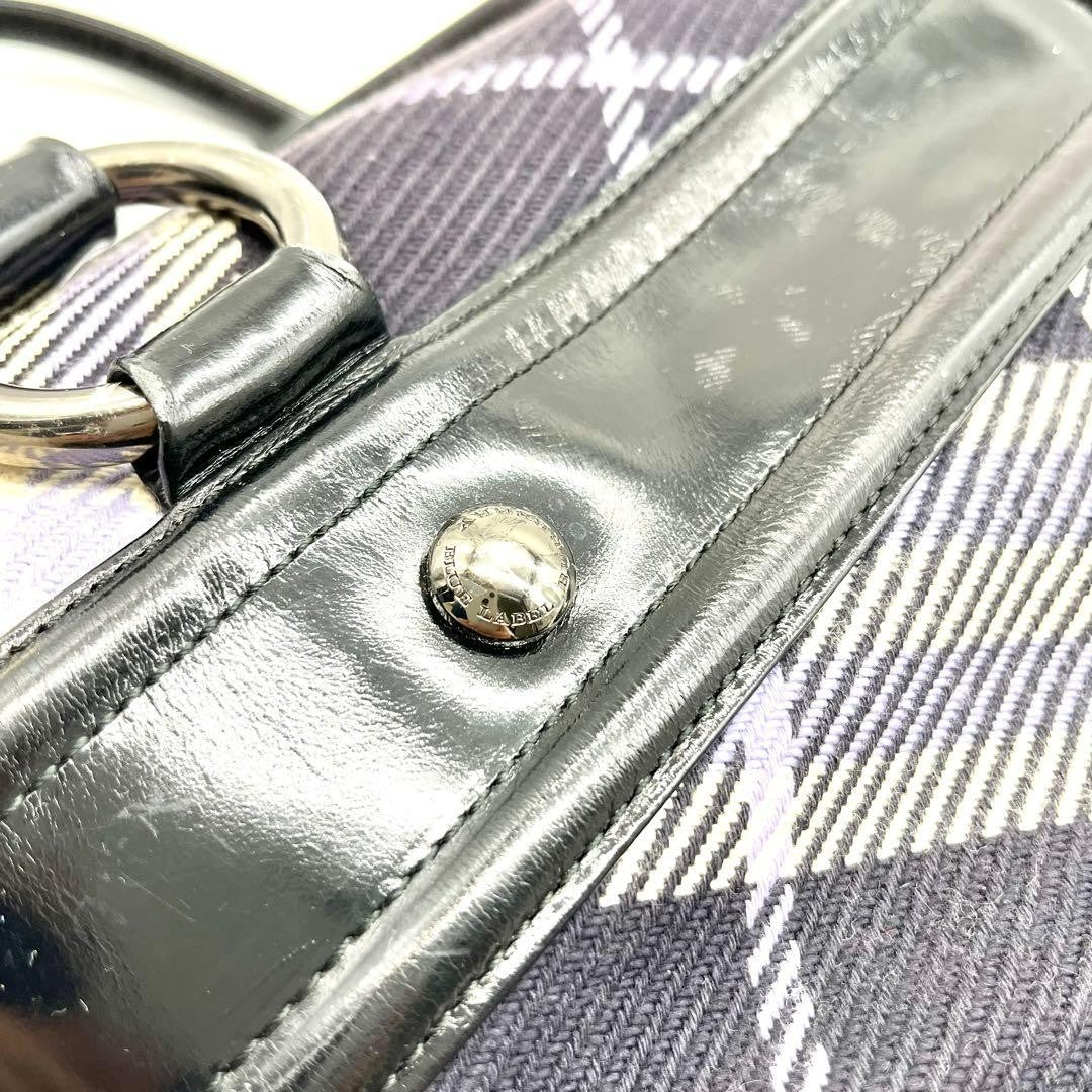 Burberry Blue Label Check Handbag Mini Boston Bag - Multicolor, Canvas, Leather