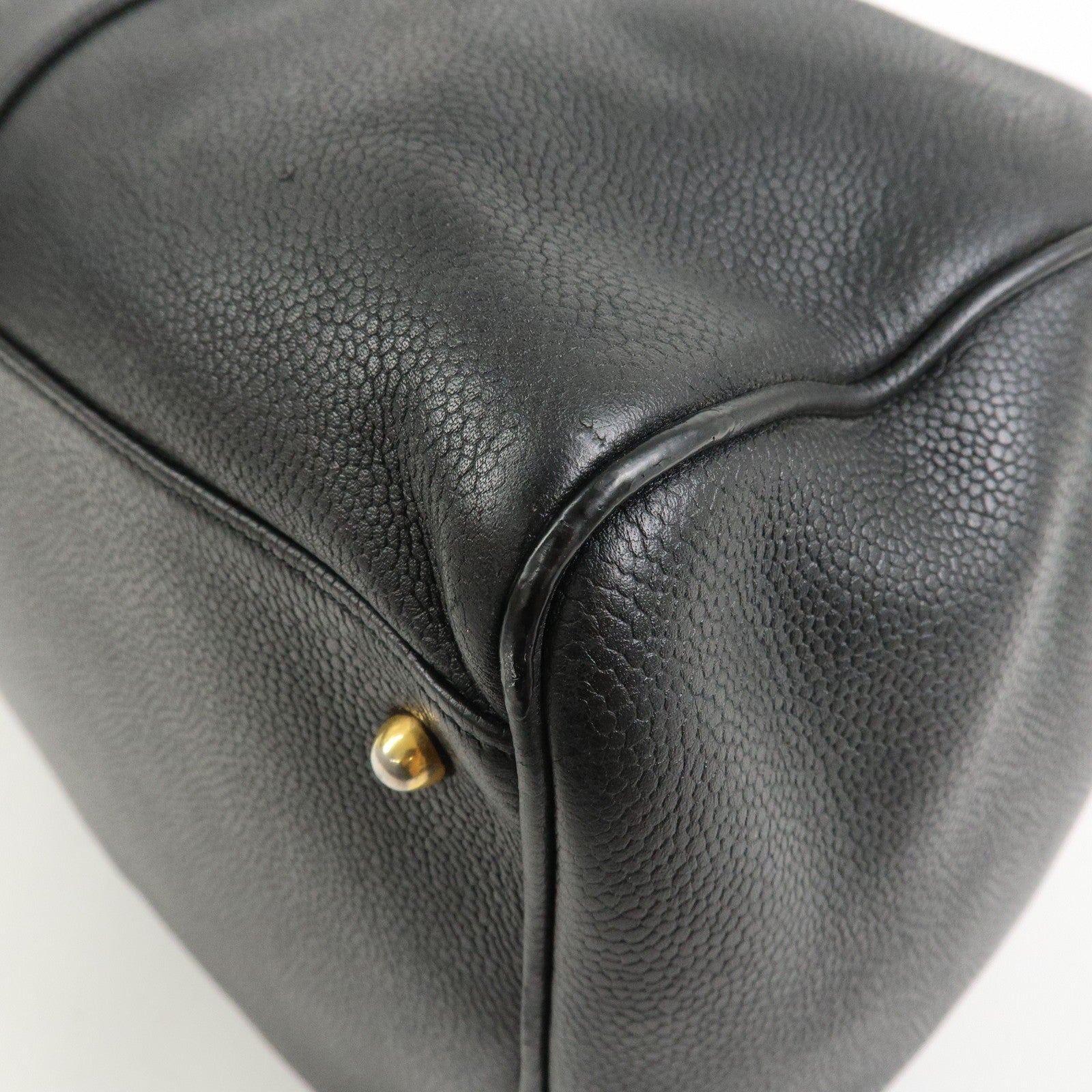 Chanel Coco Mark Caviarskin Boston Bag - Black, Leather
