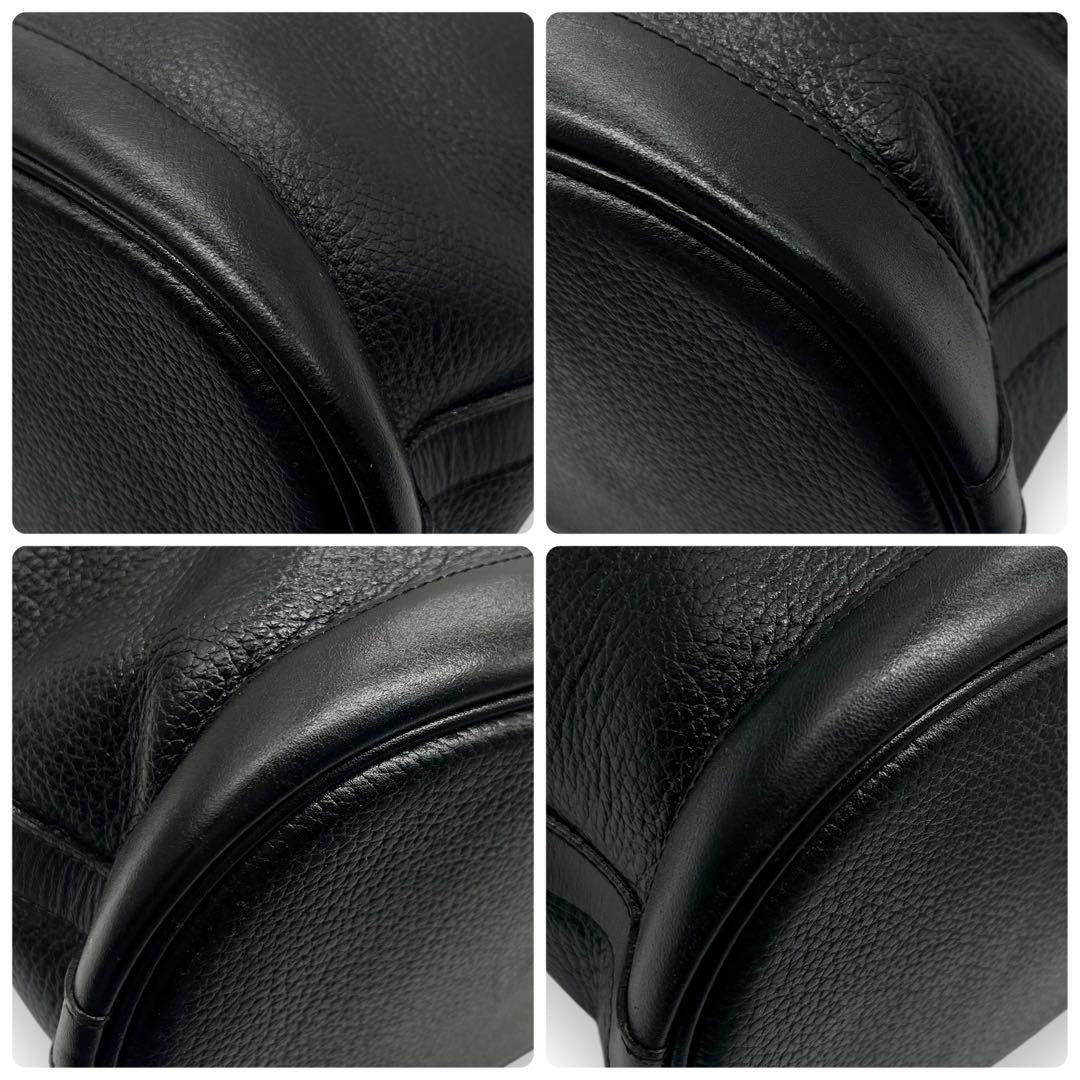 Burberry Bucket Shaped Drawstring Shoulder Bag - Black, Leather