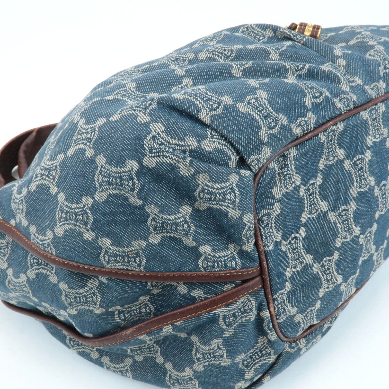 Celine Macadam Denim Leather Bitter Sweet Shoulder Bag - Blue/Brown, Denim/Leather