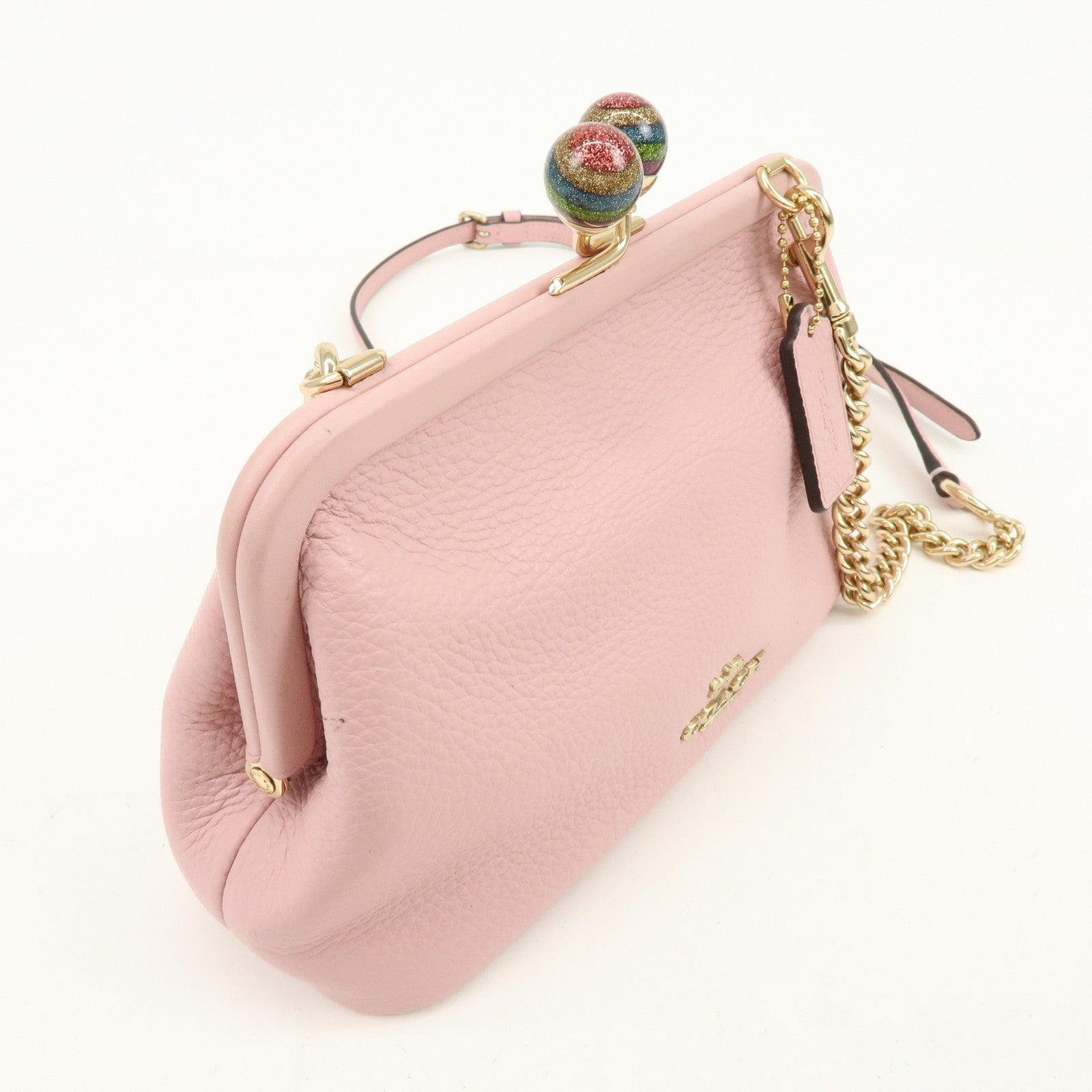 Coach Kiss Lock Chain Shoulder Bag - Pink, Leather