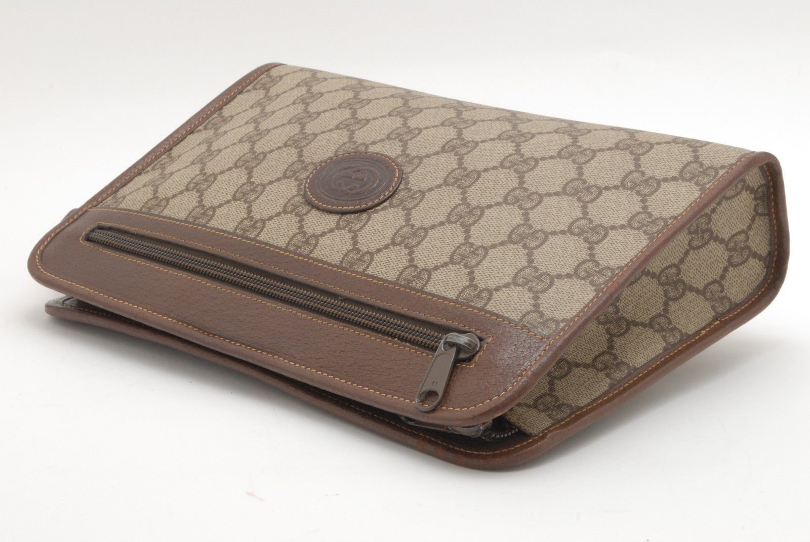 Gucci GG Supreme Clutch Bag - Beige, PVC Leather