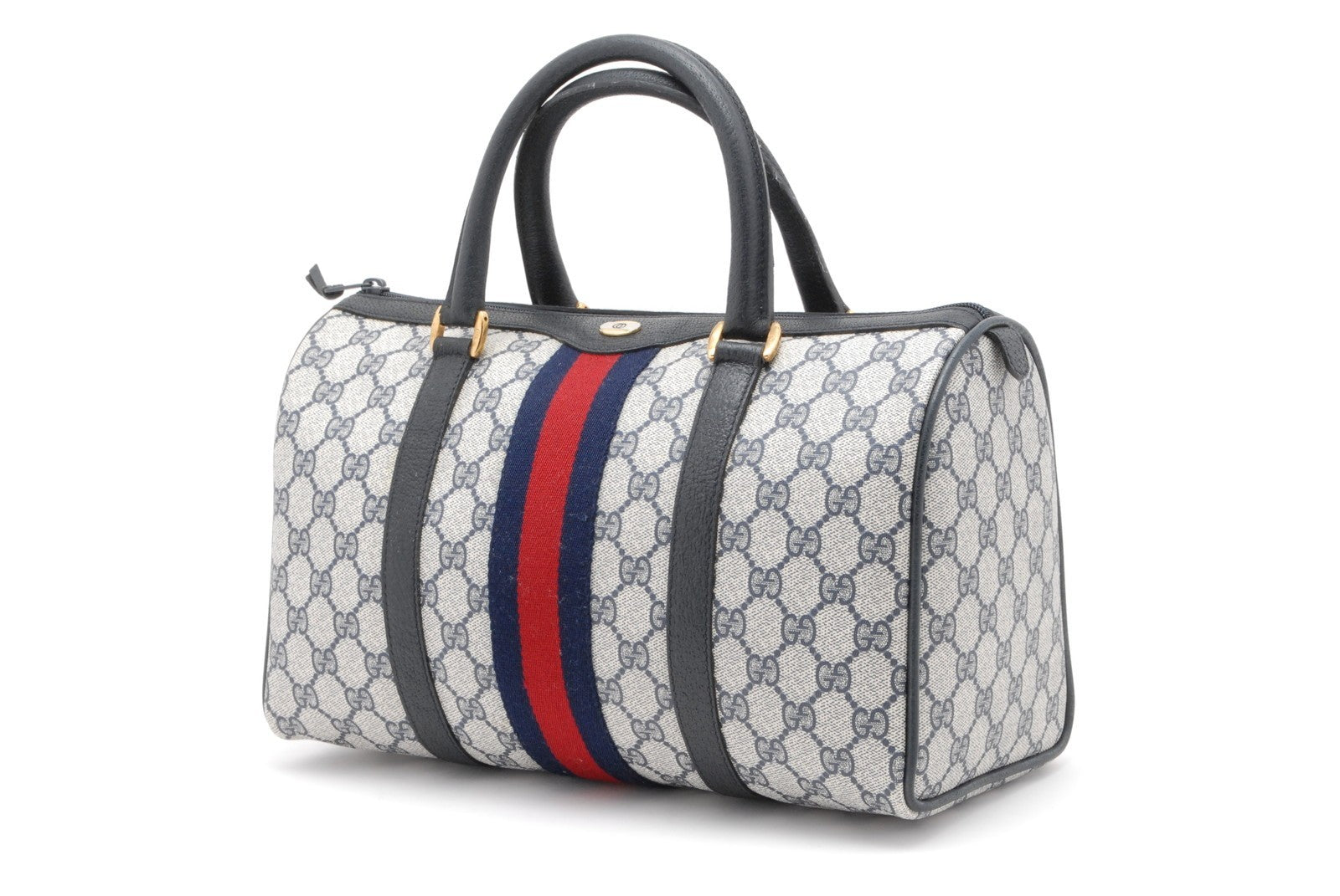Gucci GG Web Boston Bag - Navy, PVC Leather