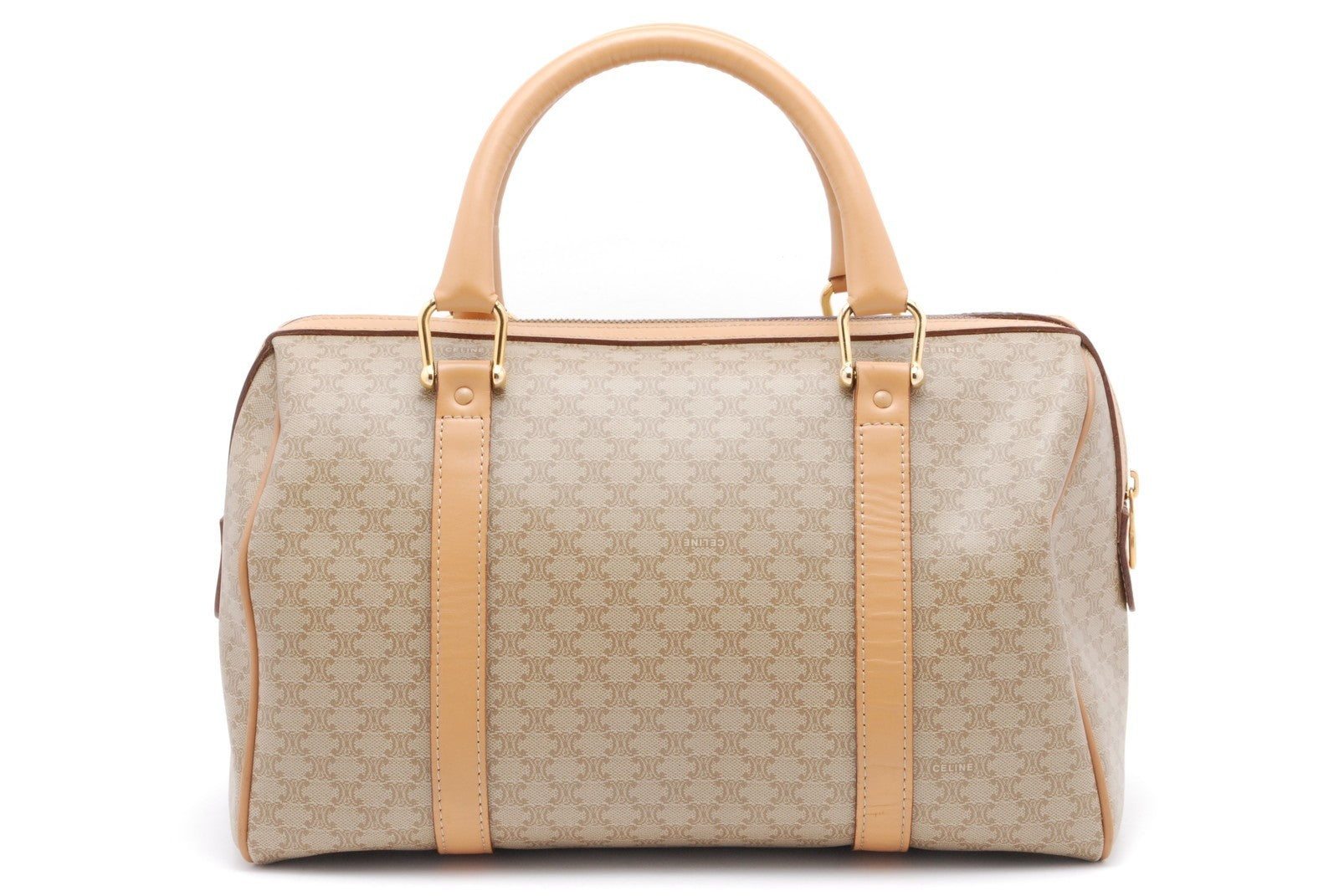 Celine Macadam Boston Bag - Beige, PVC Leather