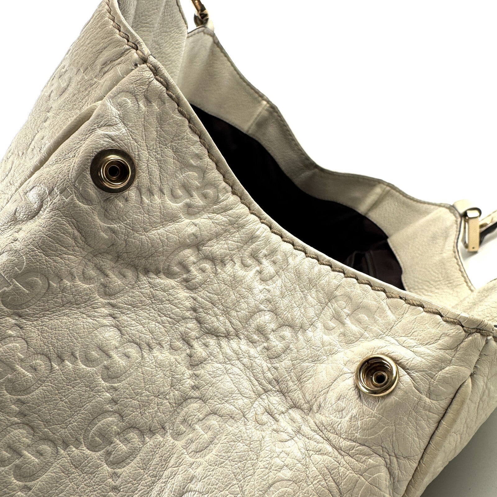 Gucci Tote Shoulder Hand Bag - White, Leather
