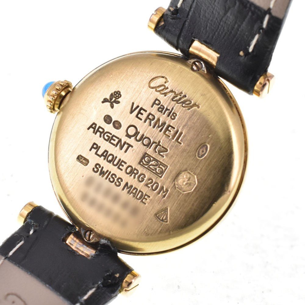 Cartier Must Vendome Vermeil SM 590004 Wristwatch - Black, Leather