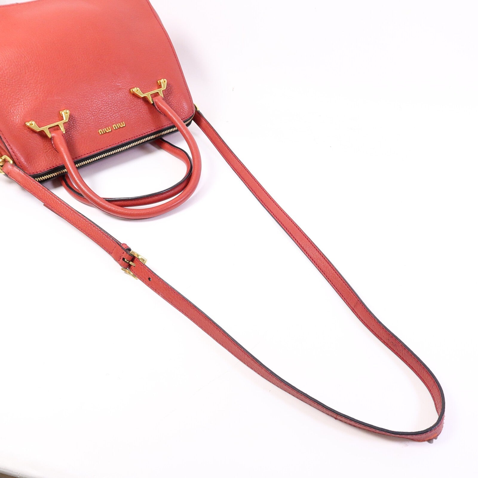 Miu Miu GHW 2 Way Shoulder Bag - Red, Calfskin Leather