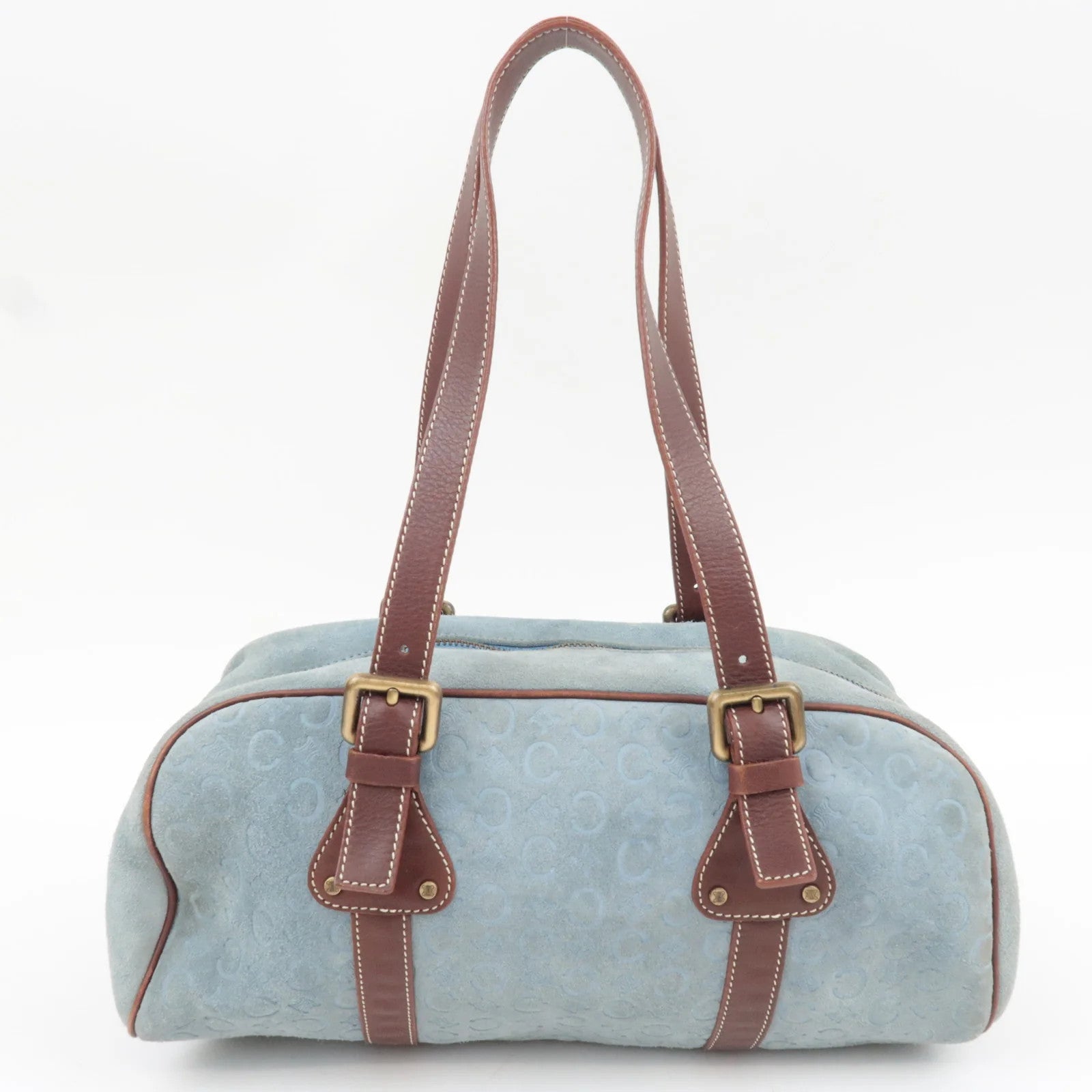 Celine C Macadam Shoulder Bag - Blue Brown, Suede Leather