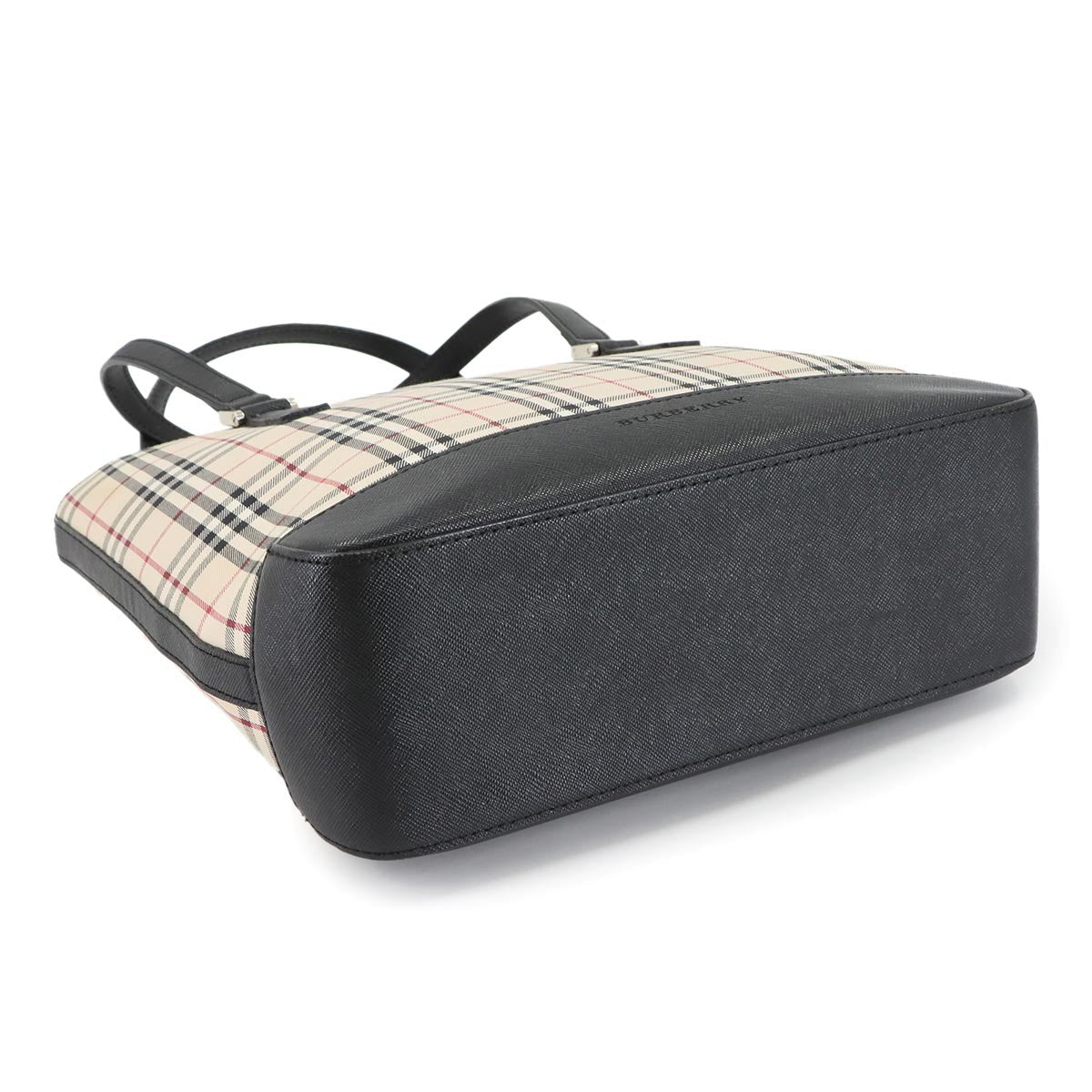 Burberry Plaid Handbag - Beige Black, Canvas Leather