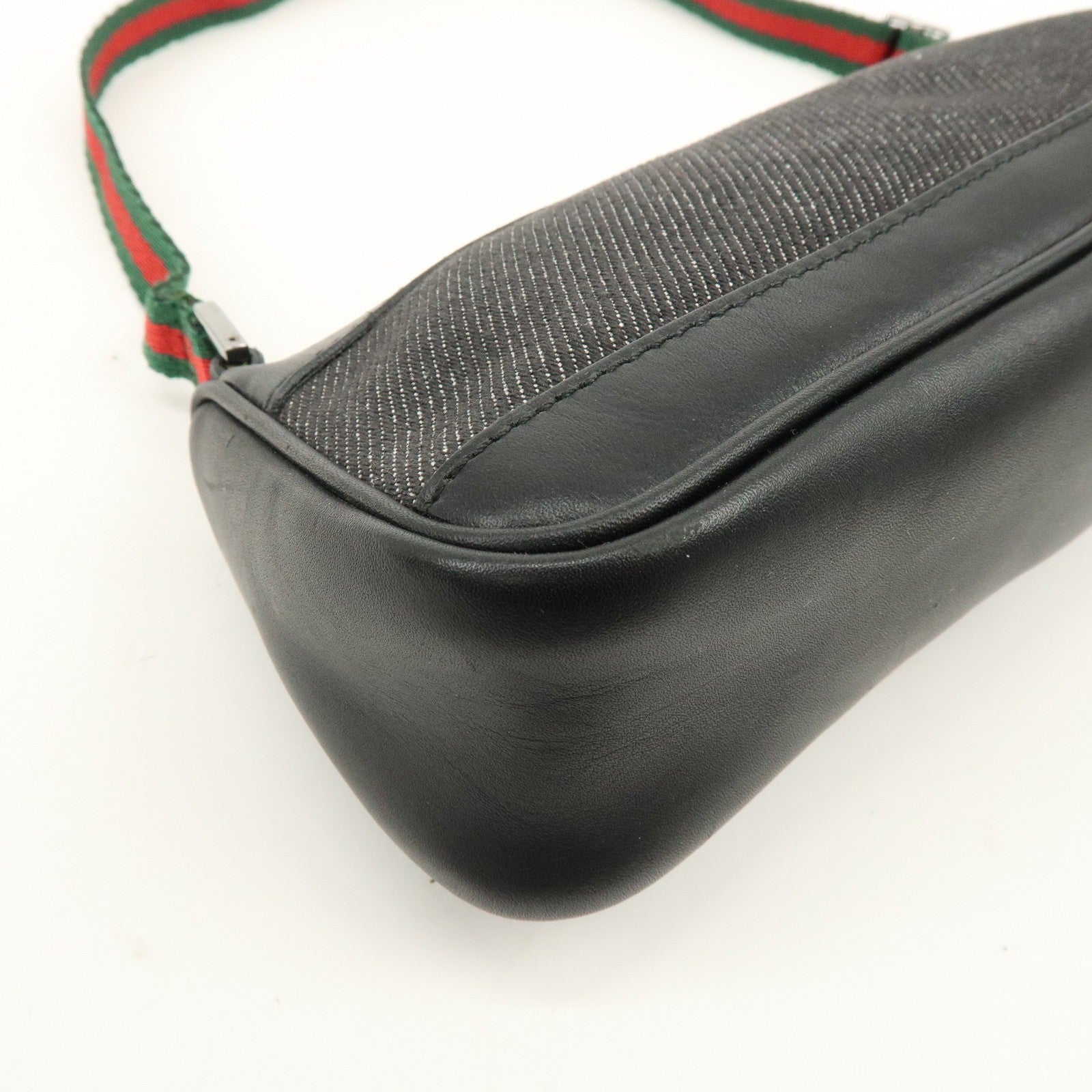 Gucci Hand Bag - Black, Denim, Leather