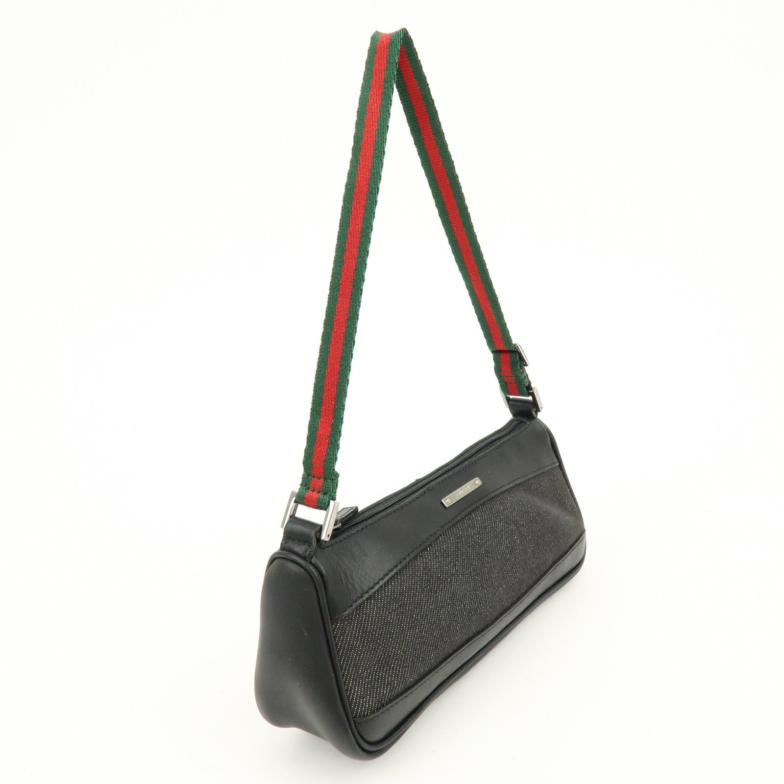 Gucci Hand Bag - Black, Denim, Leather
