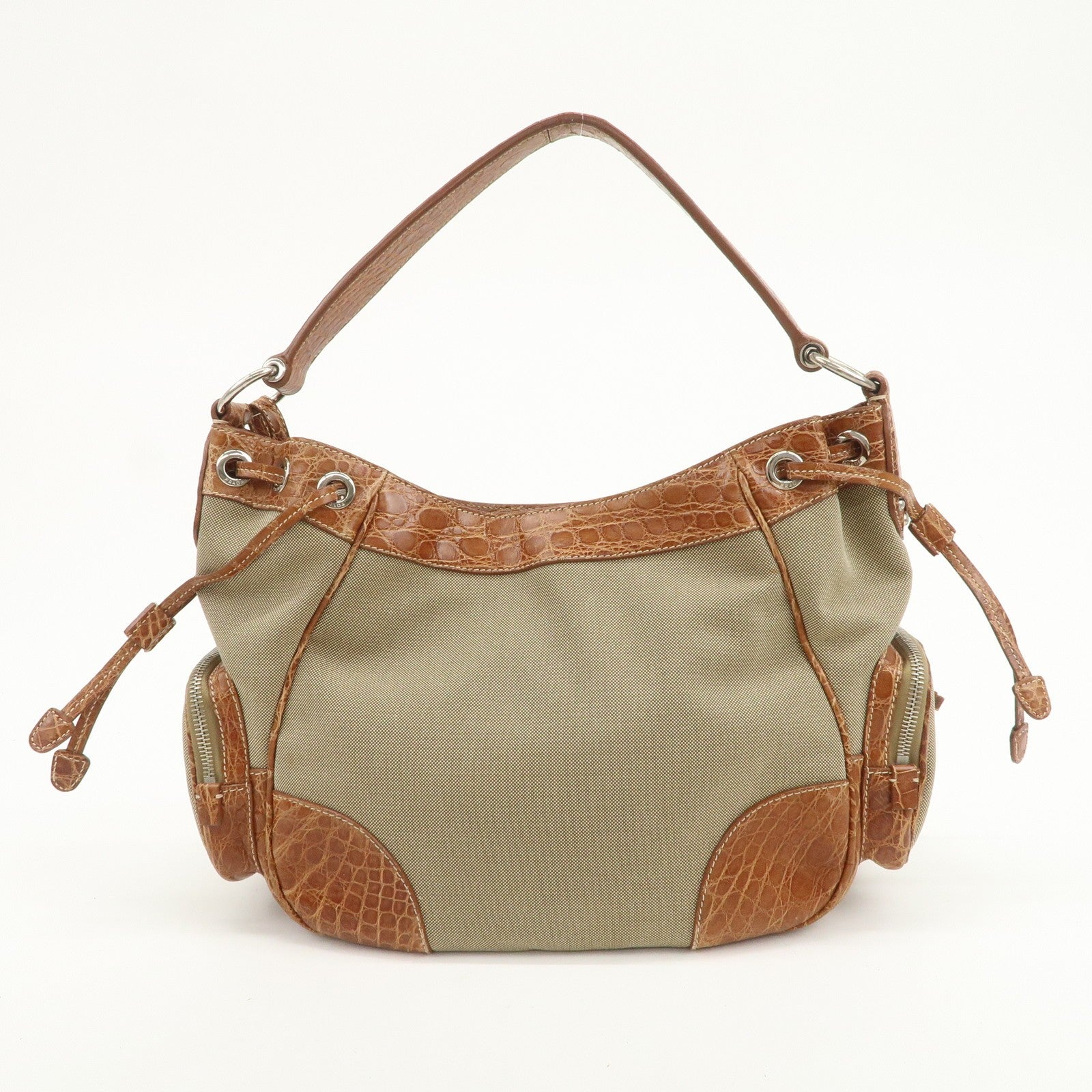Prada Jacquard Shoulder Bag - Brown, Embossed Leather