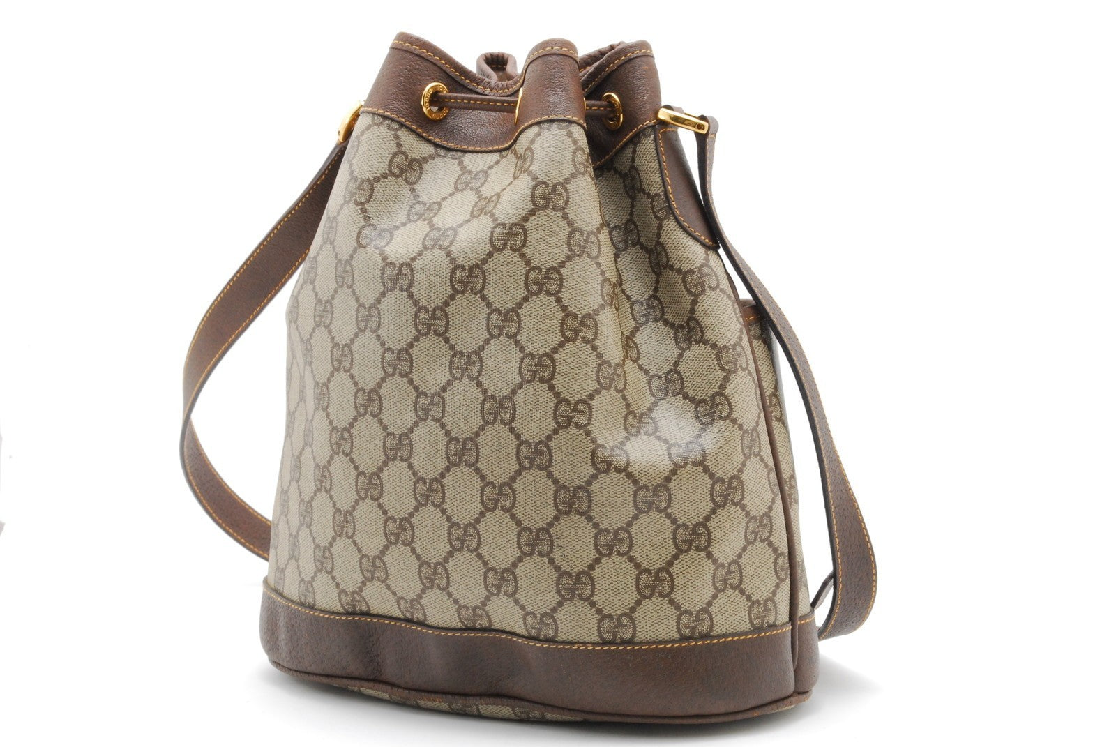 Gucci GG Bucket Bag Shoulder Bag - Beige Brown, Canvas Leather