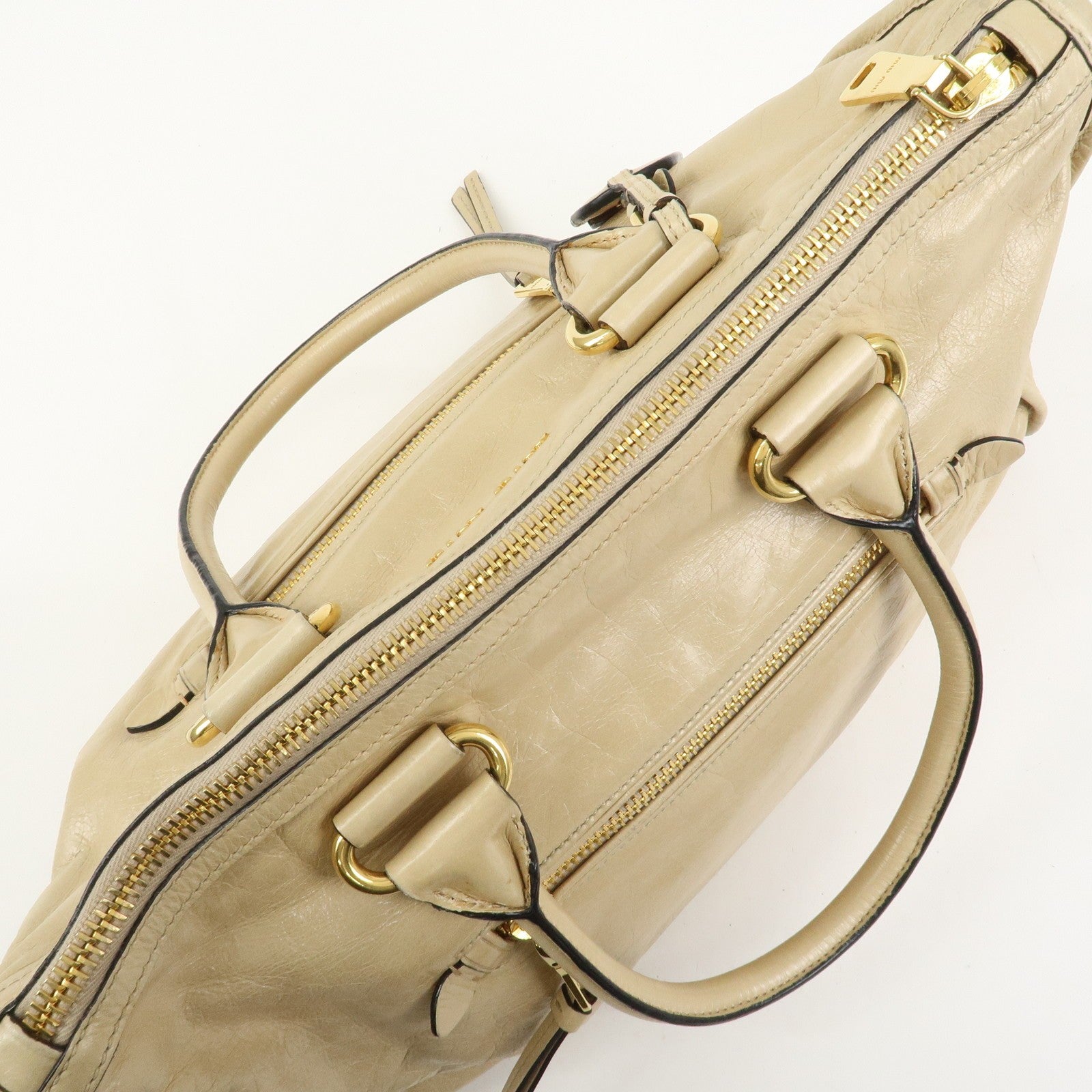 Miu Miu Logo Leather 2Way Bag - Beige, Leather