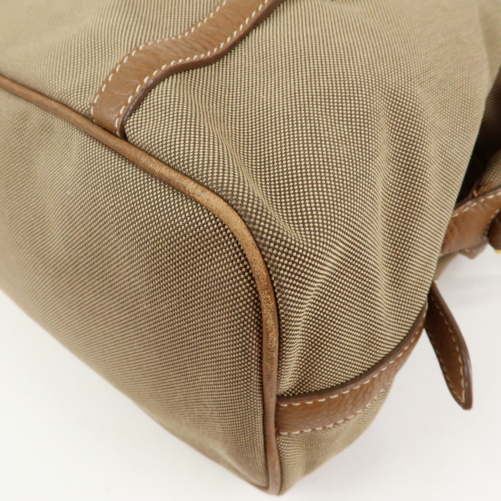 Prada Boston Bag - Beige, Canvas and Leather