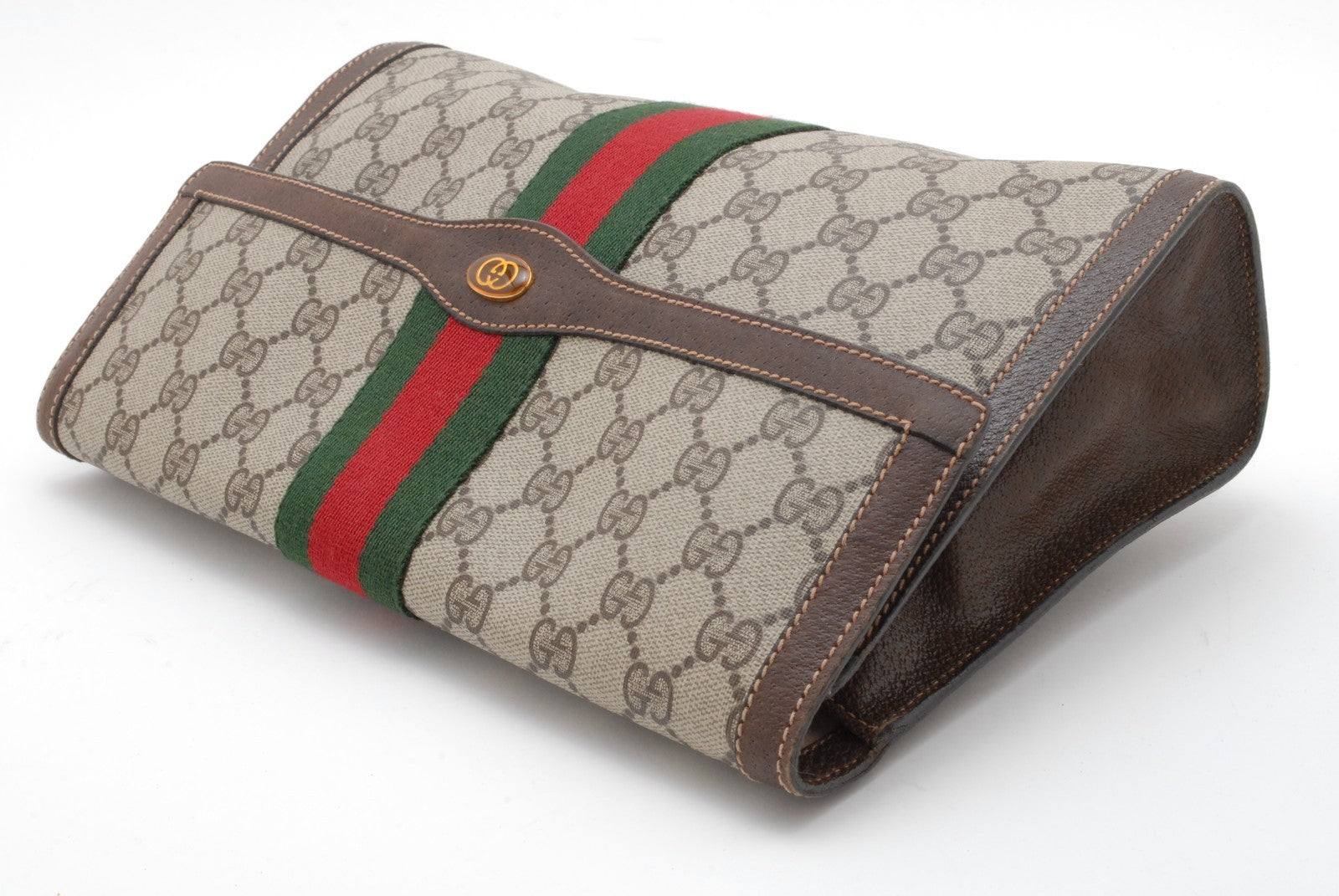 Gucci GG Supreme Web Clutch - Beige, PVC Leather