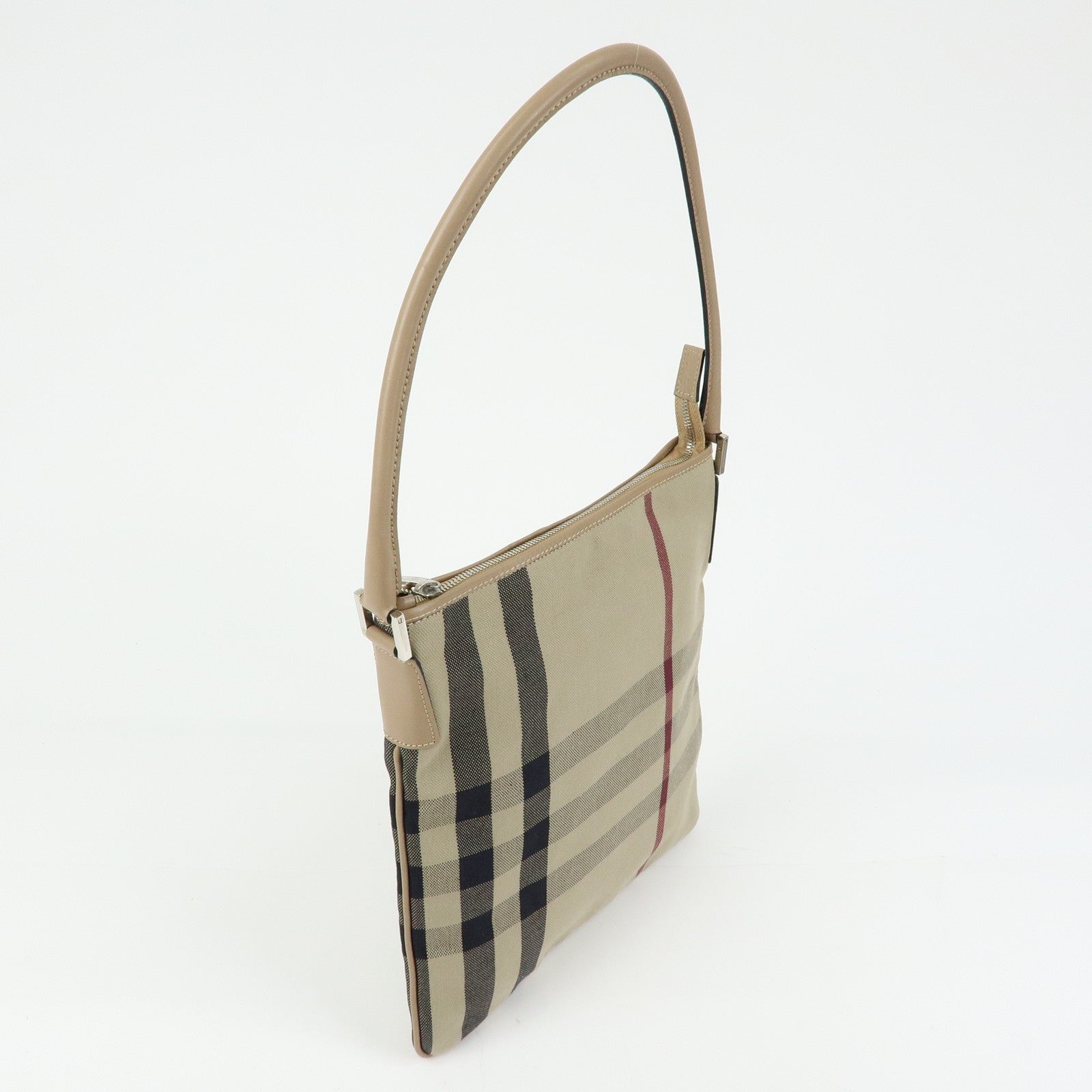 Burberry Nova Plaid Shoulder Bag - Beige, Canvas Leather