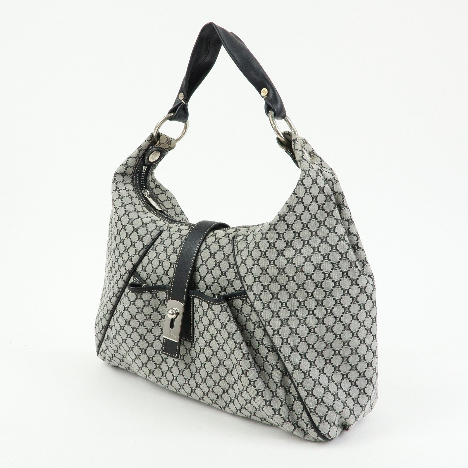 Celine Macadam Shoulder Bag - Grey, Canvas and Leather