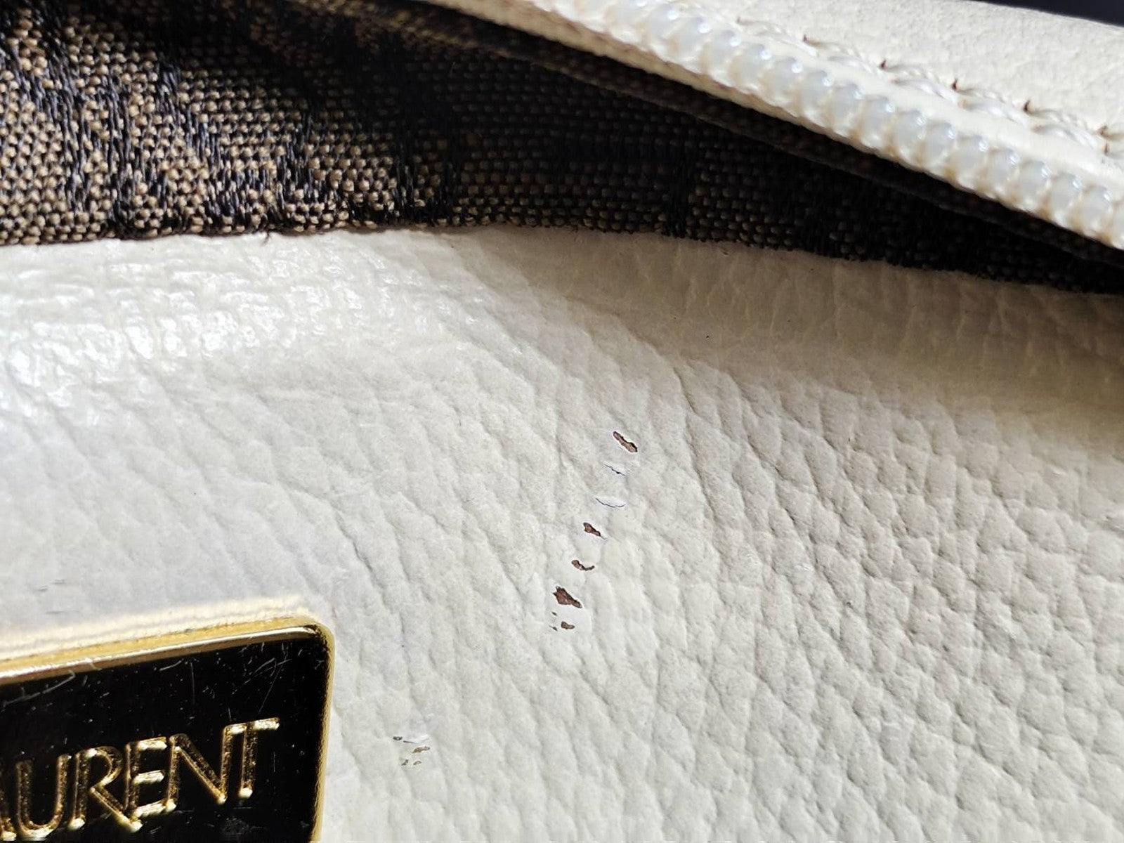 Saint Laurent Yves Shoulder Tote Stitch Bag - Ivory, Leather