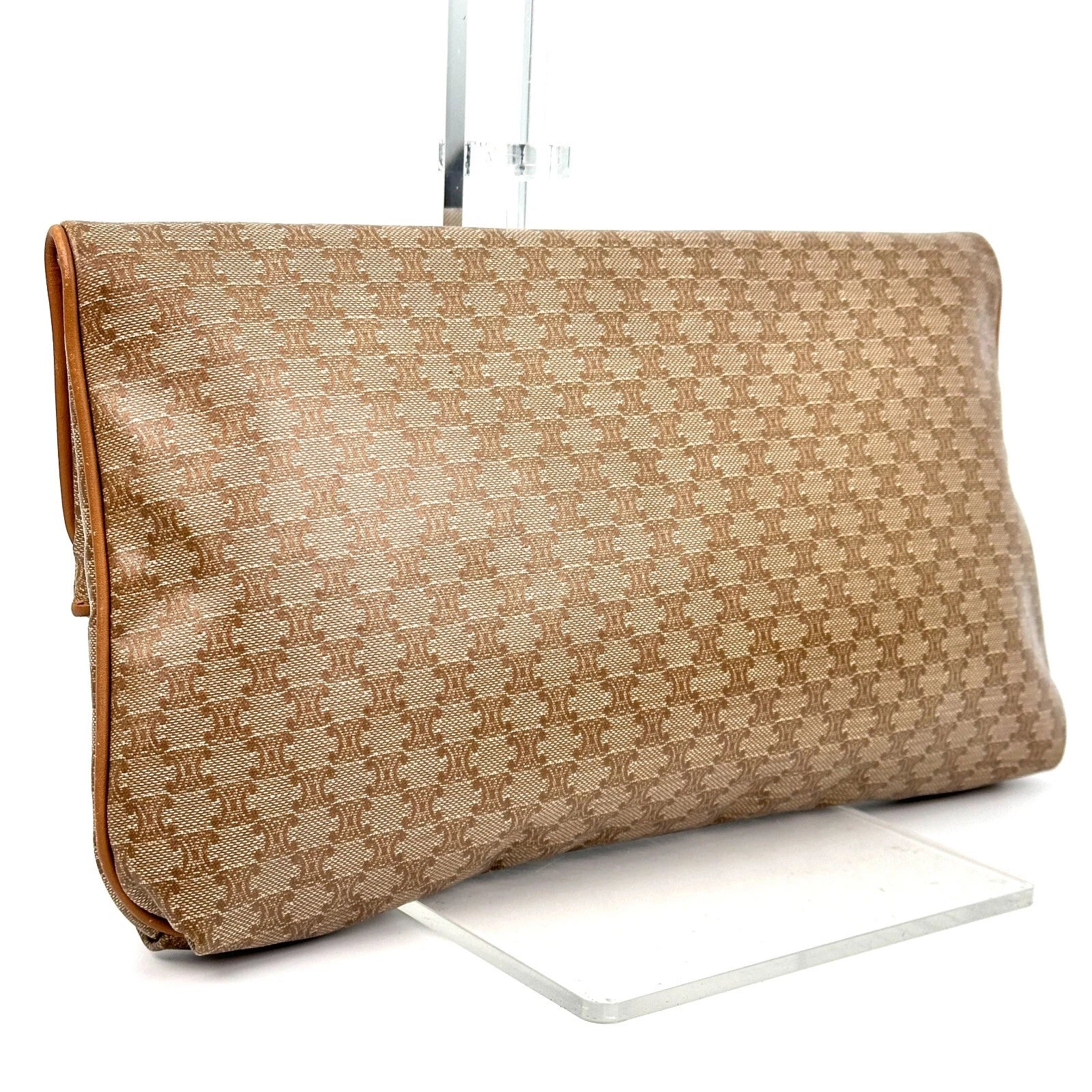 CELINE Macadam Clutch Bag - Beige, PVC Leather