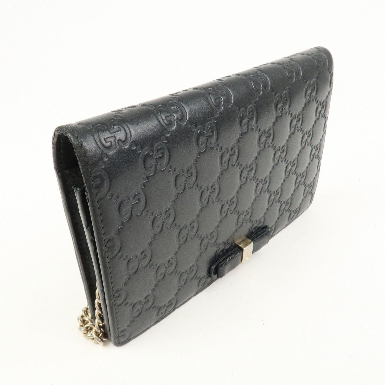 Gucci Interlocking G Guccissima Shoulder Wallet - Black, Leather