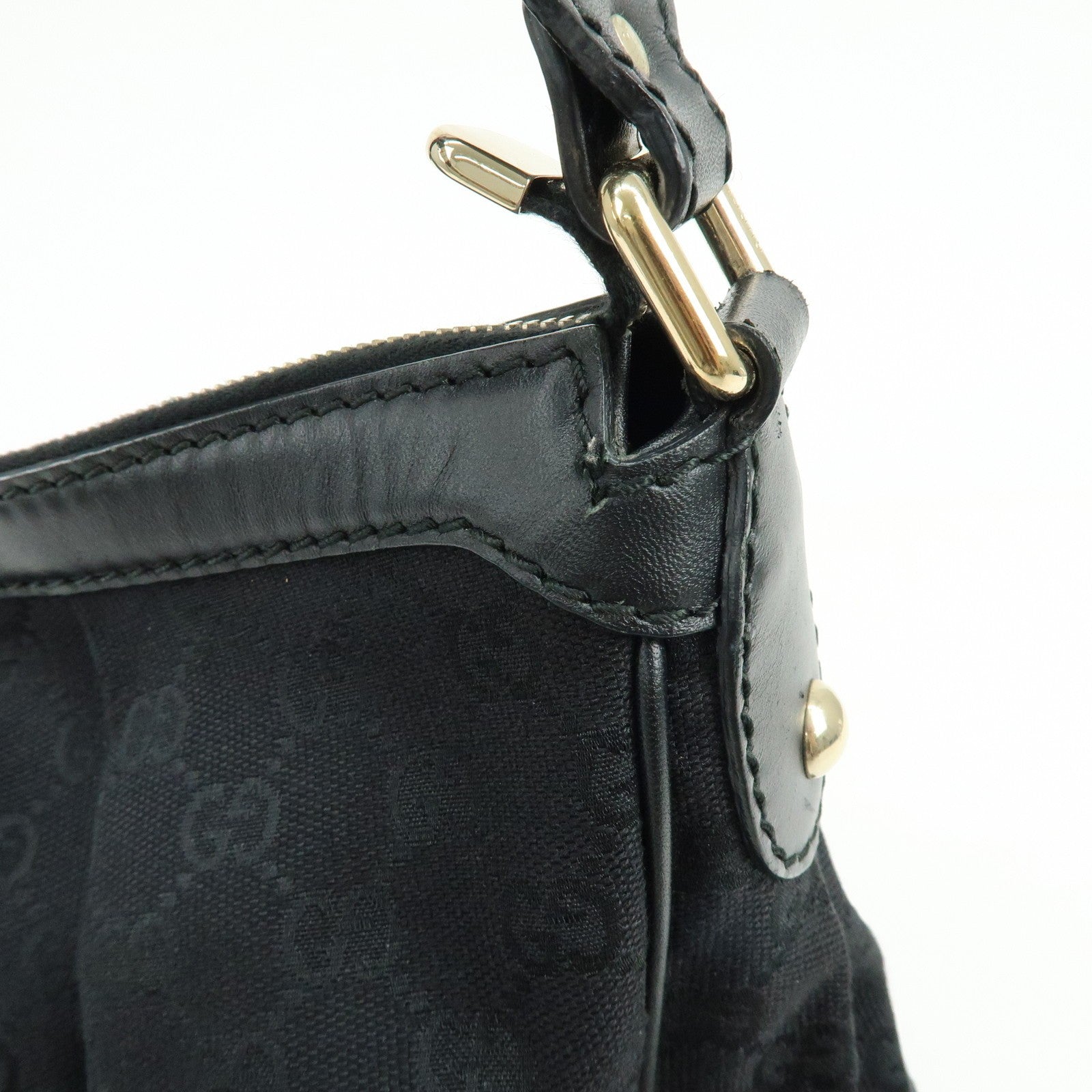 GUCCI Sukey GG Canvas Leather Shoulder Bag Black