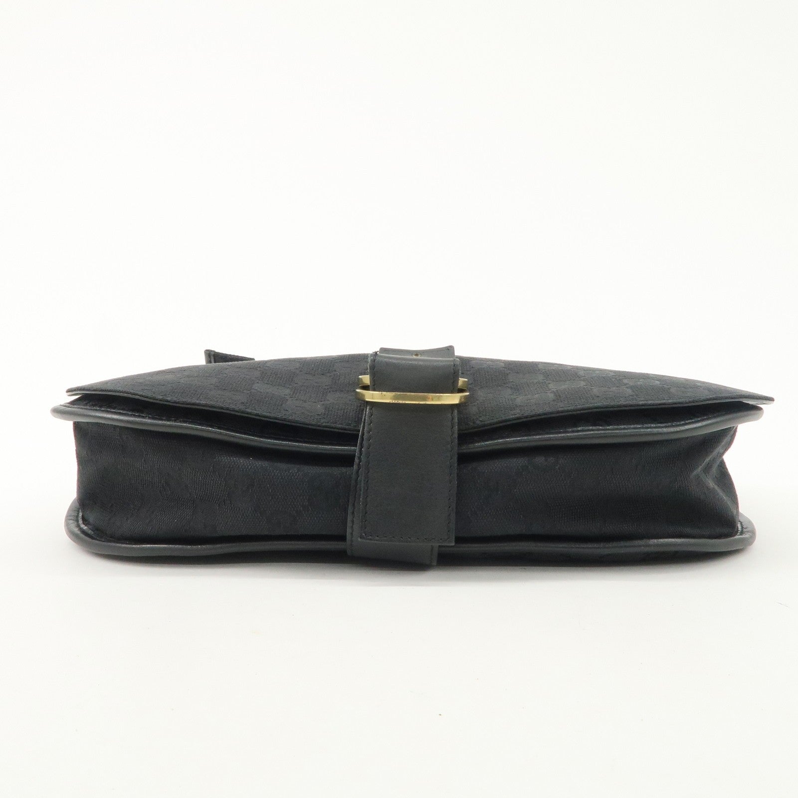 Gucci GG Canvas Leather semi Shoulder Bag - Black, Canvas