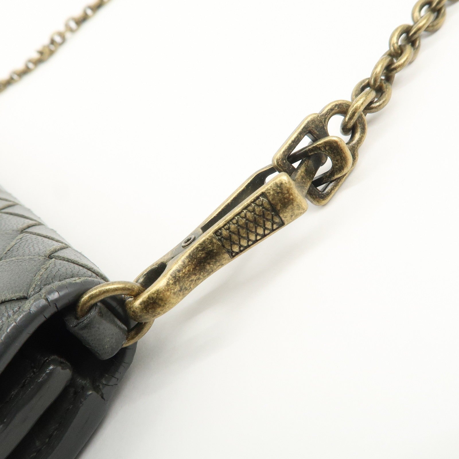 Bottega Veneta Intrecciato Leather Chain Long Wallet - Gray, Leather