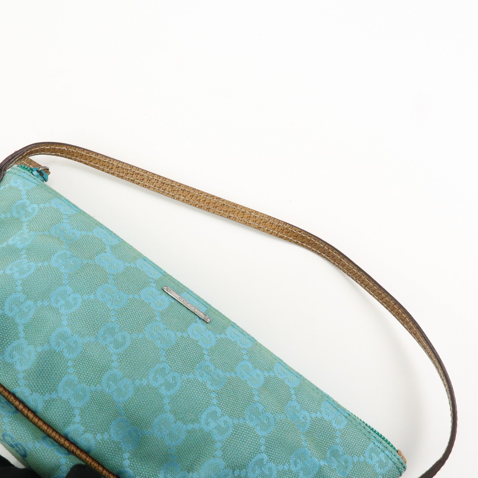Gucci Boat Hand Bag - Light Blue, GG Canvas, Leather
