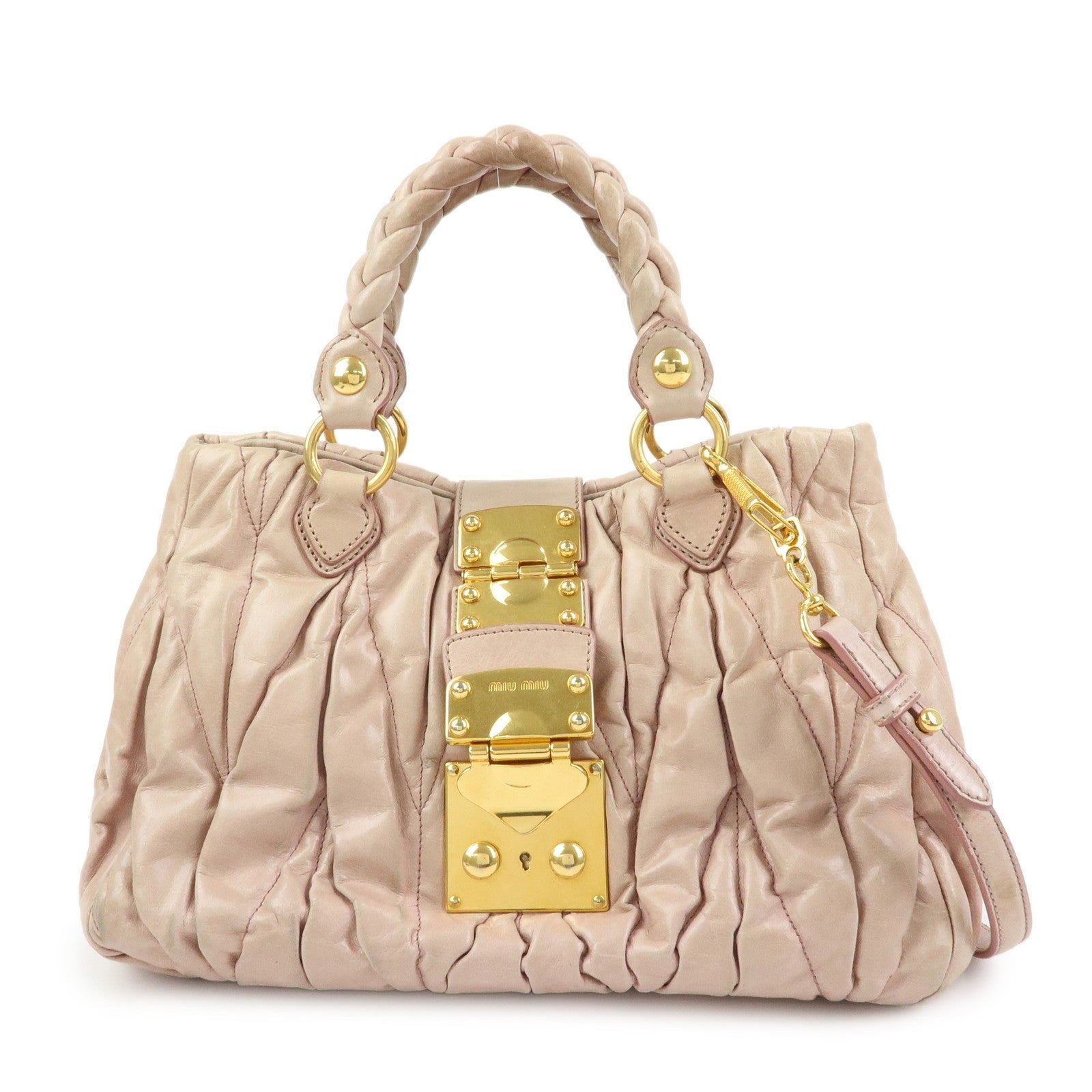 Miu Miu Matelasse 2Way Bag - Pink Beige, Leather