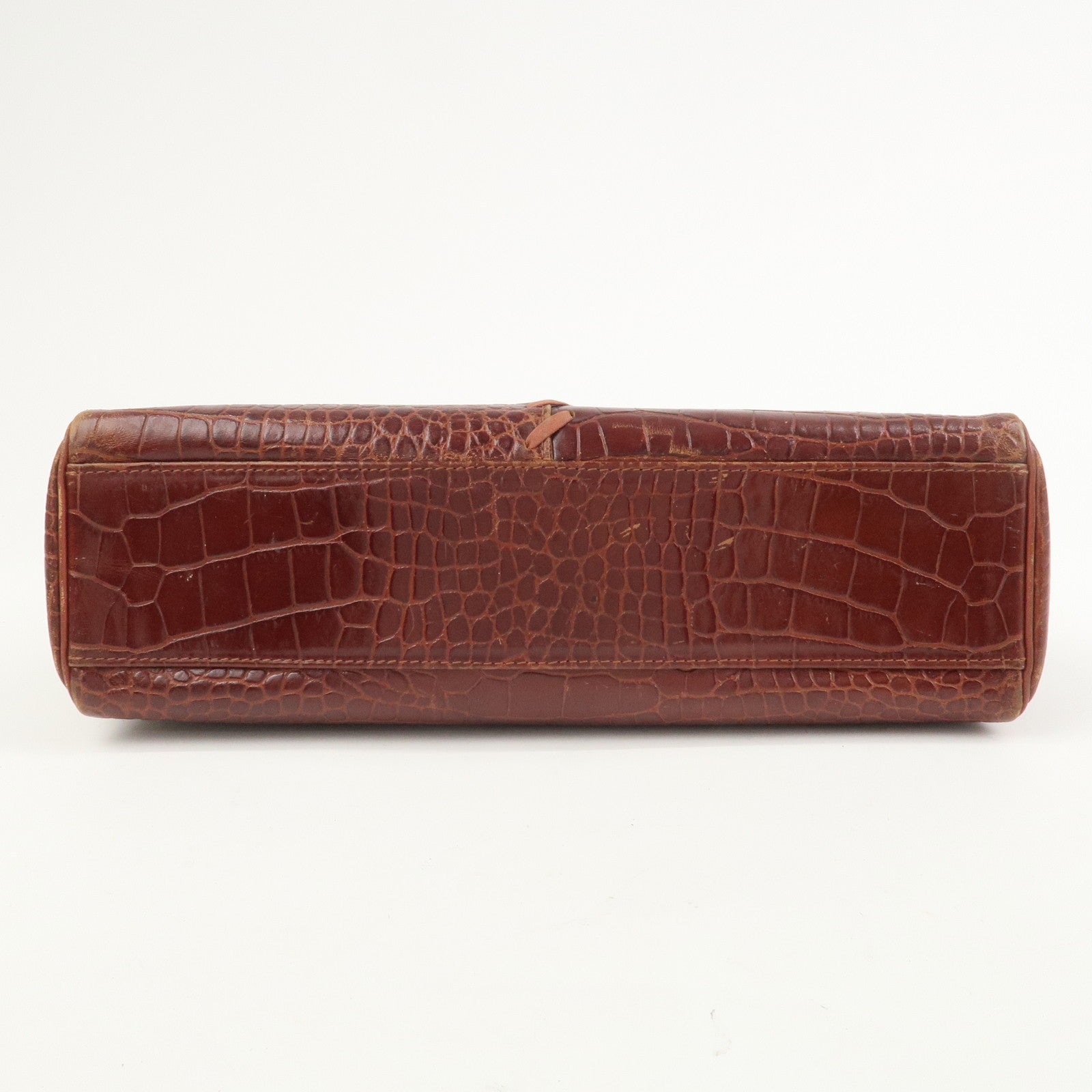 Saint Laurent Paris Embossed Leather Hand Bag - Red Brown, Leather