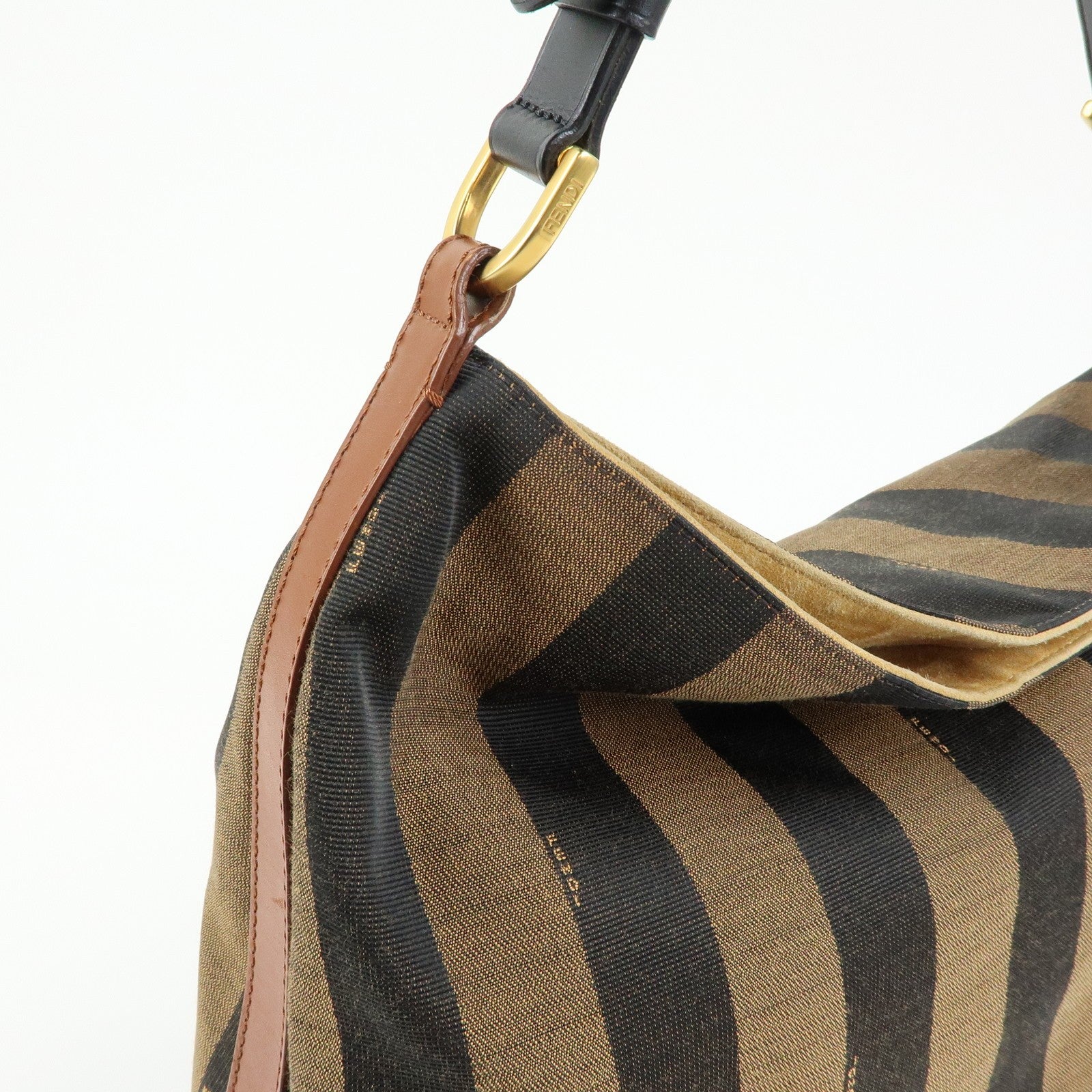 Fendi 8BR653 Shoulder Bag - Brown, Black, Canvas, Leather
