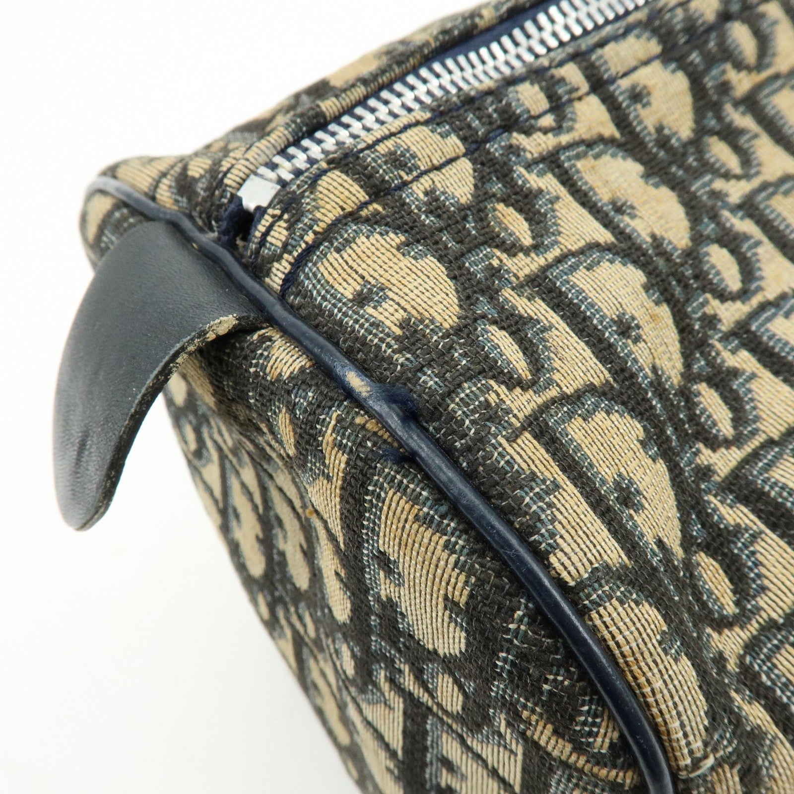 Christian Dior Trotter Boston Hand Bag - Beige Navy, Leather