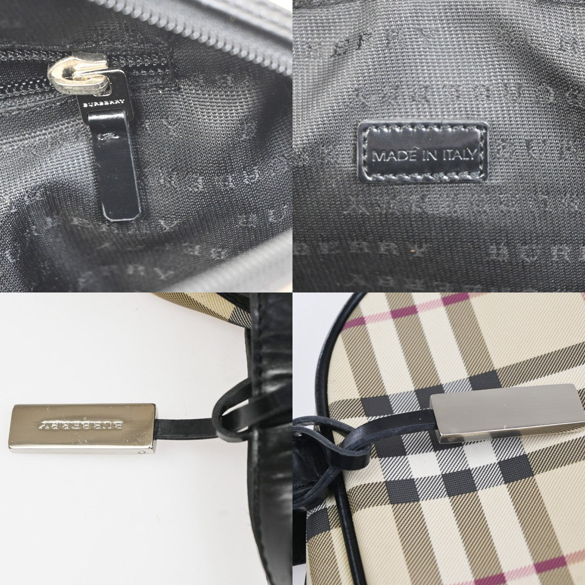 Burberry Nova Check Hand Bag - Beige Black, Leather PVC